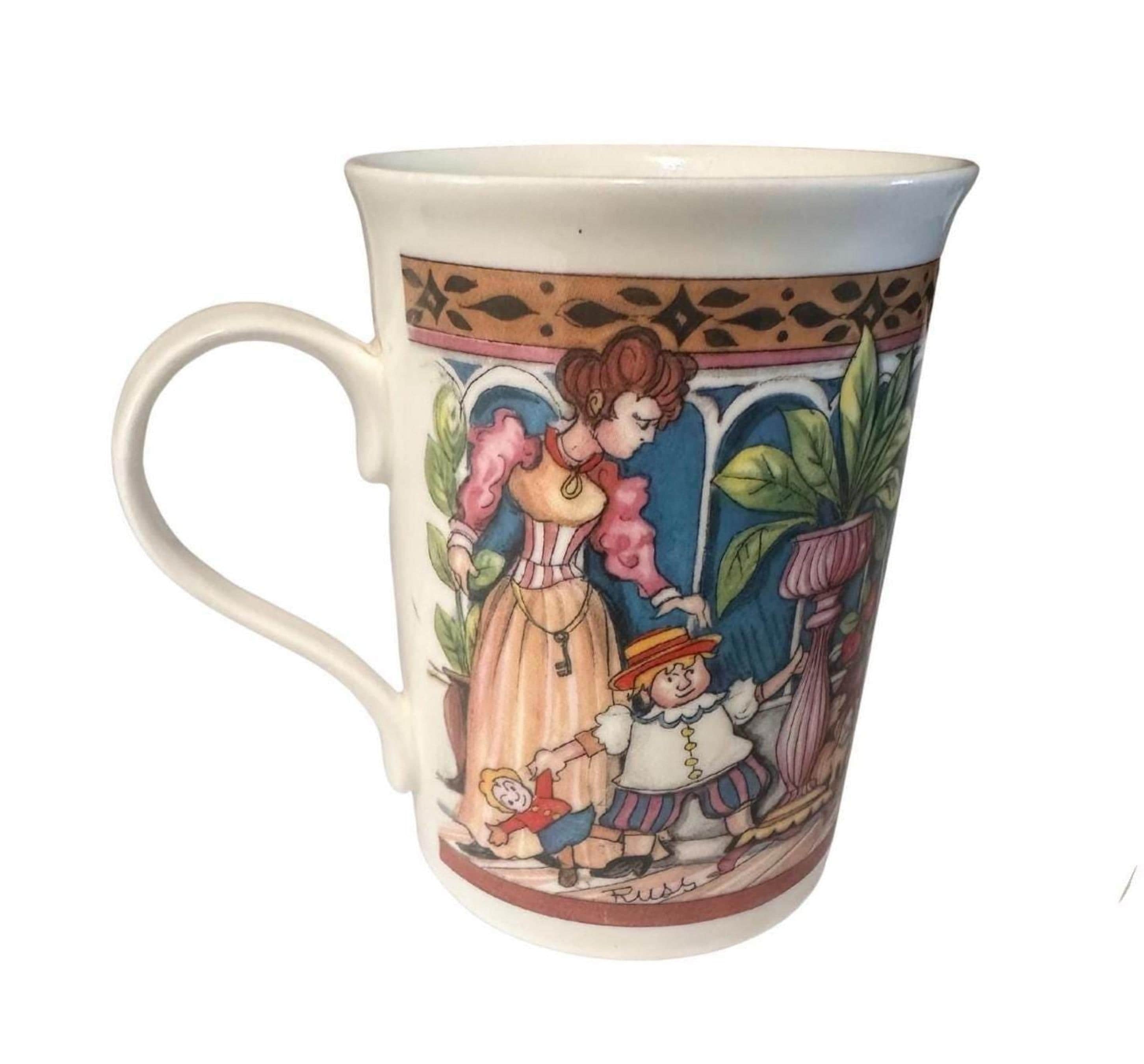 Vintage English Bone China Mug, James Sadler Cottage Scene, Ceramic Tea Cup