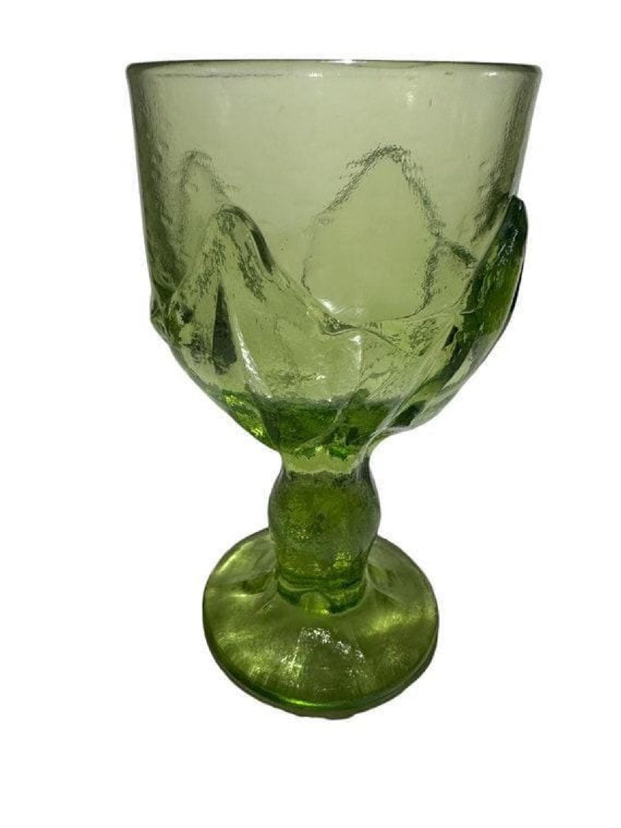 Vintage Green Wine Goblet Set, Franciscan Cabaret Green Glass, 1970s Decor
