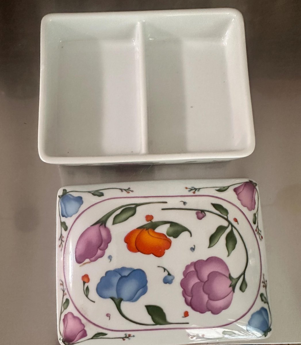 Vintage Horchow Porcelain Playing Card Box with Two Decks, Retro Floral Tabletop Decor