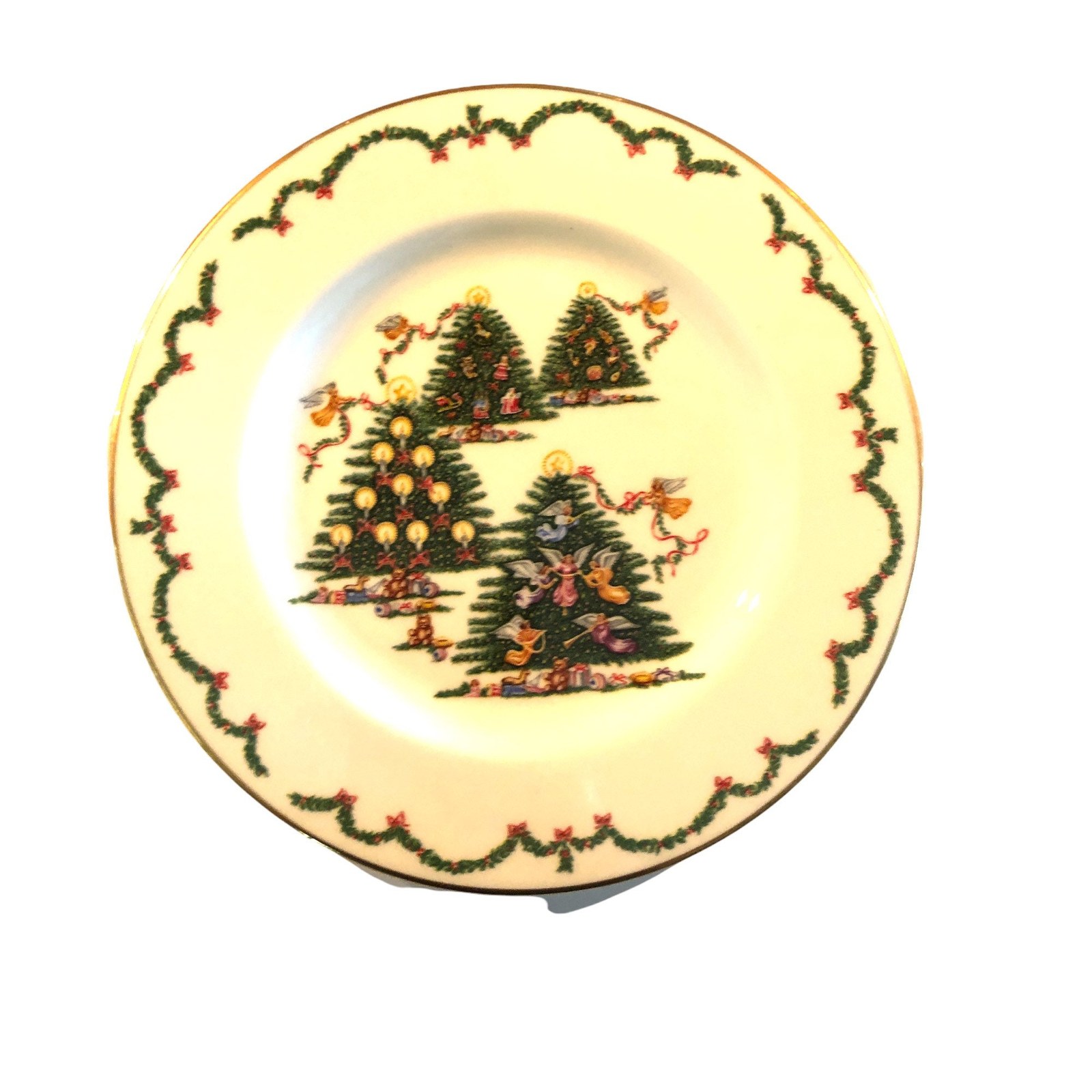 Vintage Lenox Joy of Christmas Salad Plate, Festive holiday tableware, 24k gold rim