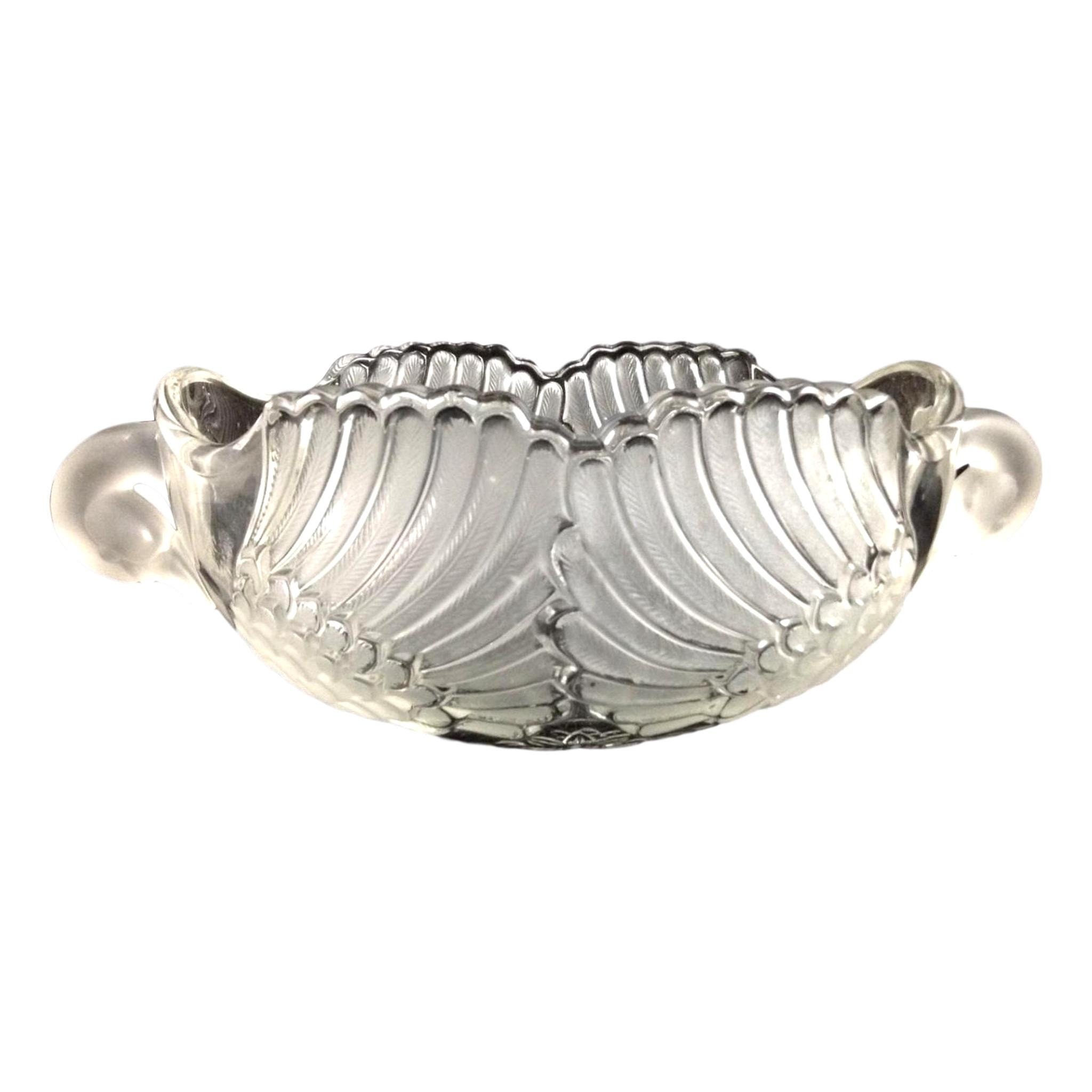 Vintage Mikasa Swan Bowl, Frosted Glass Centerpiece, Double Swan Handles.