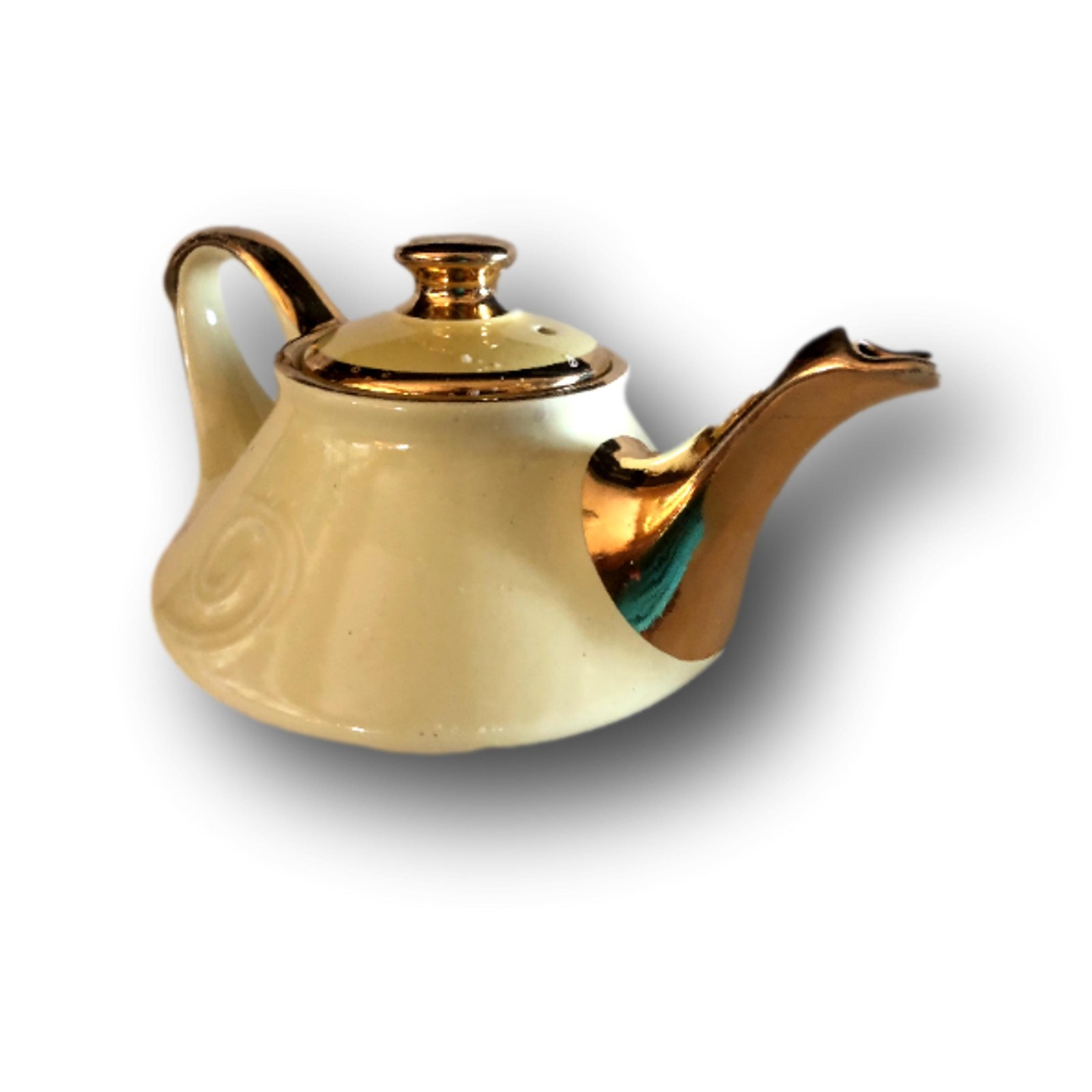 Vintage Pearl China Teapot: Gold Trim Swirl Design