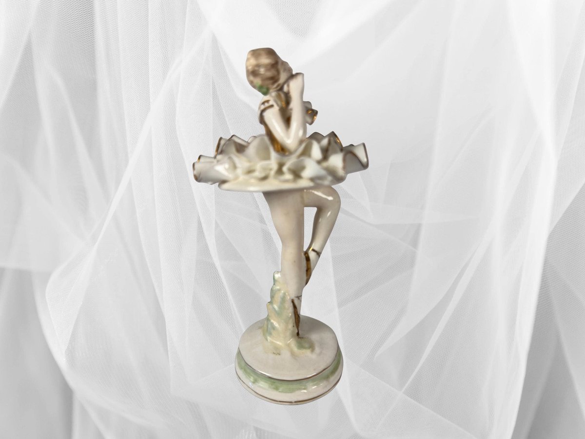 Vintage Porcelain Ballerina Figurine, Bone China Lace Decor