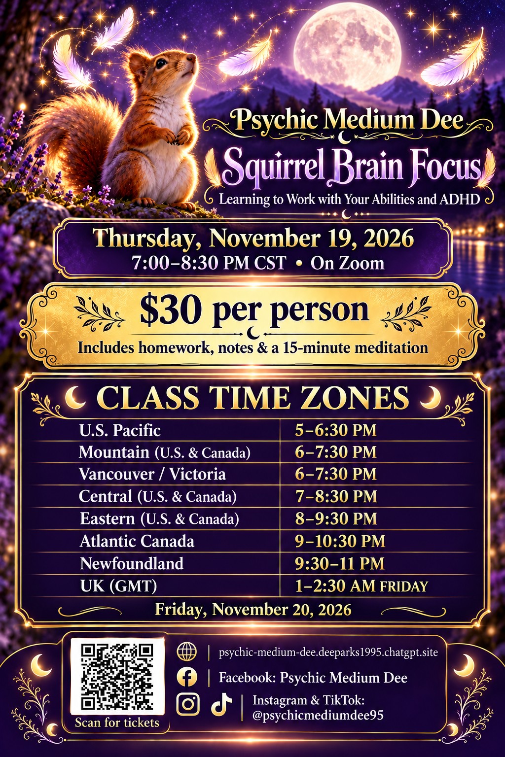 Squirrel Brain Focus class poster from Psychic Medium Dee