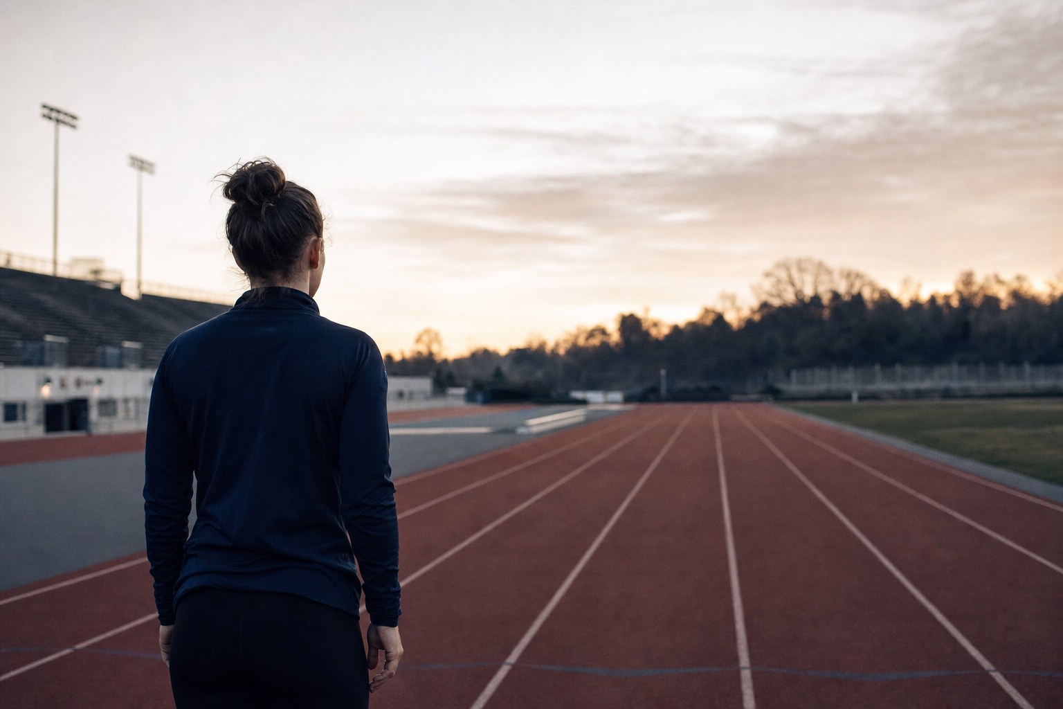 Runner preparing on an outdoor track