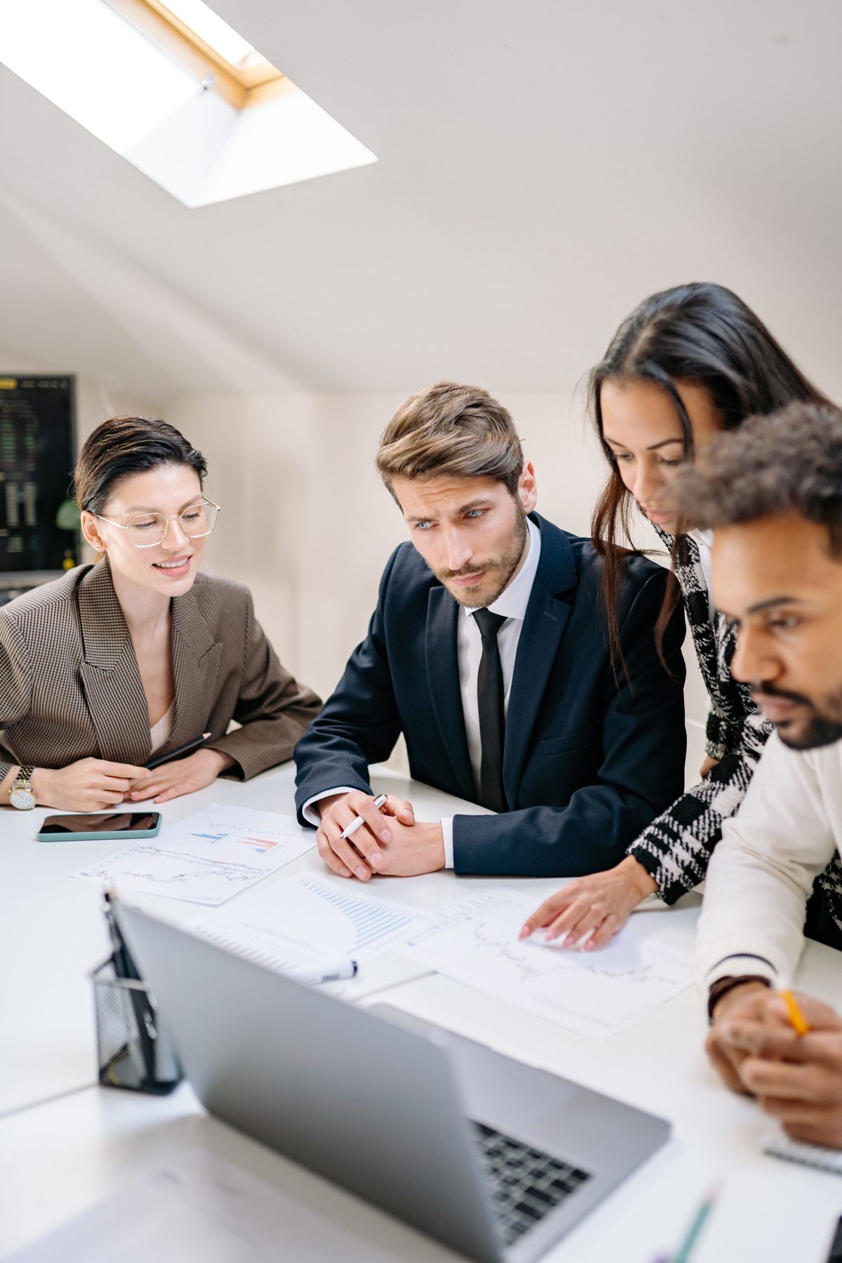 Business colleagues collaborating around a table