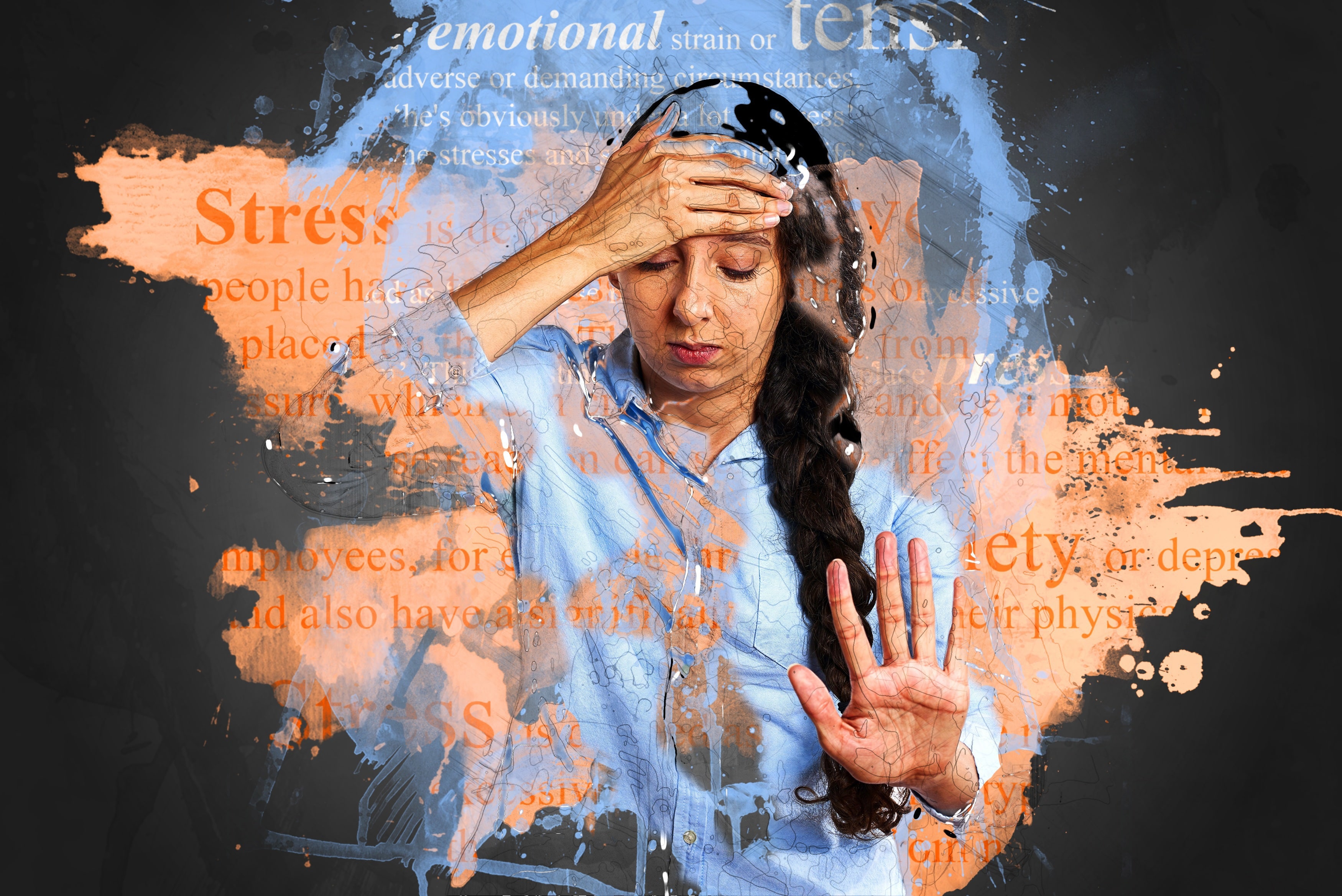 Person pausing with a thoughtful expression during a stressful moment