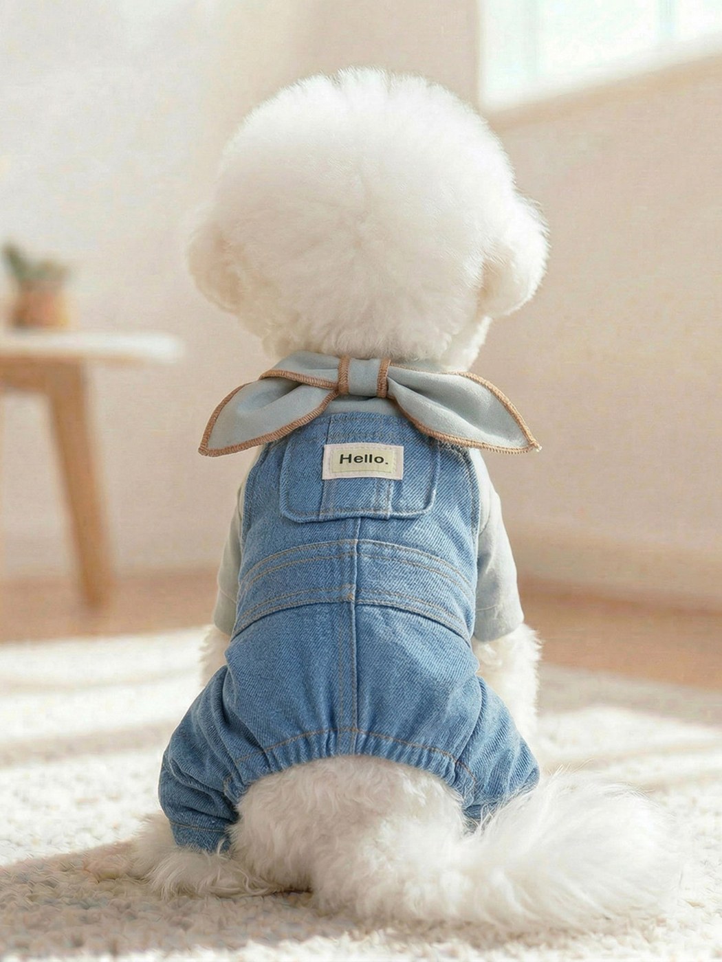Denim Pet Jumpsuits with Bowknot