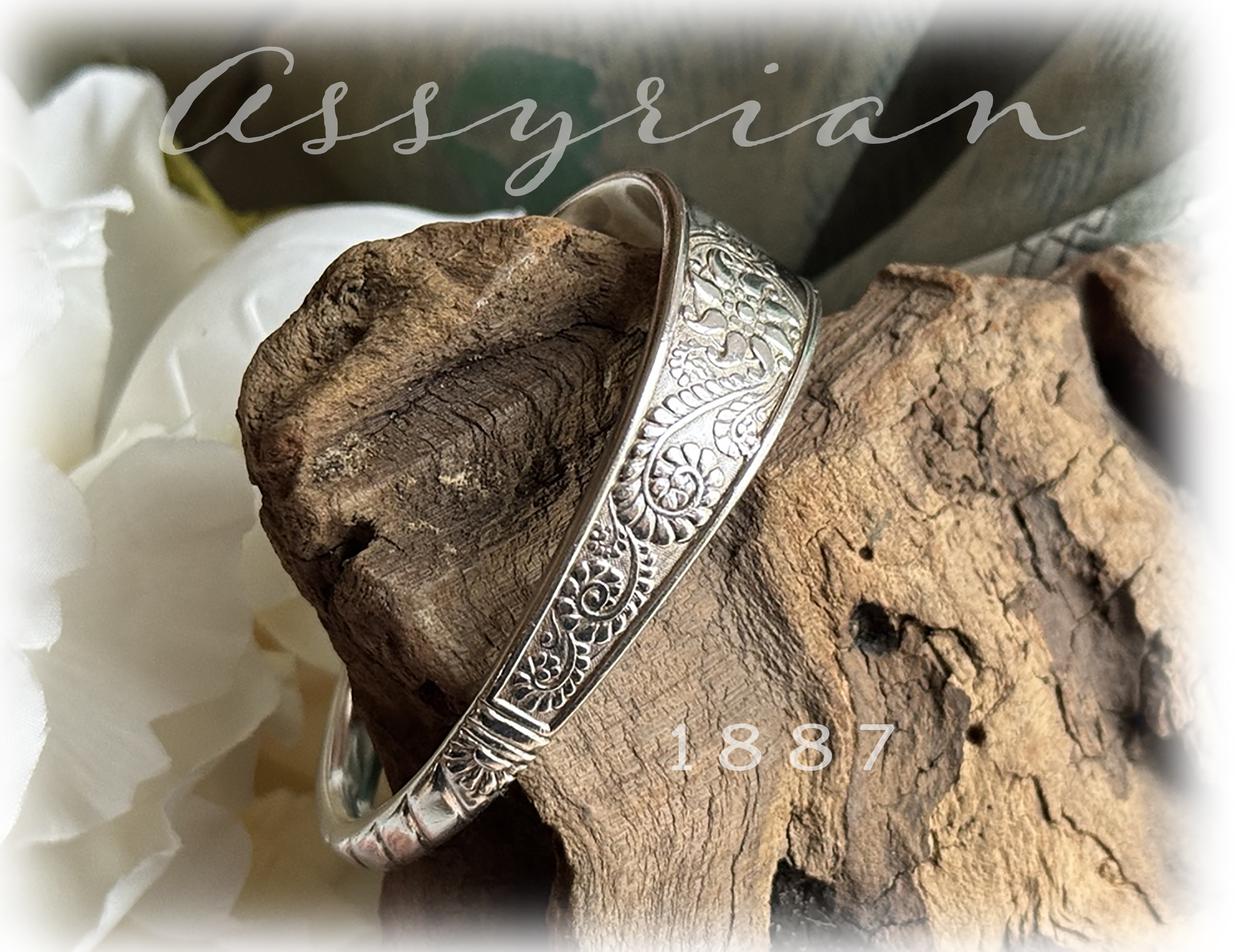 Assyrian silverware cuff bracelet by Flatware Fantasies