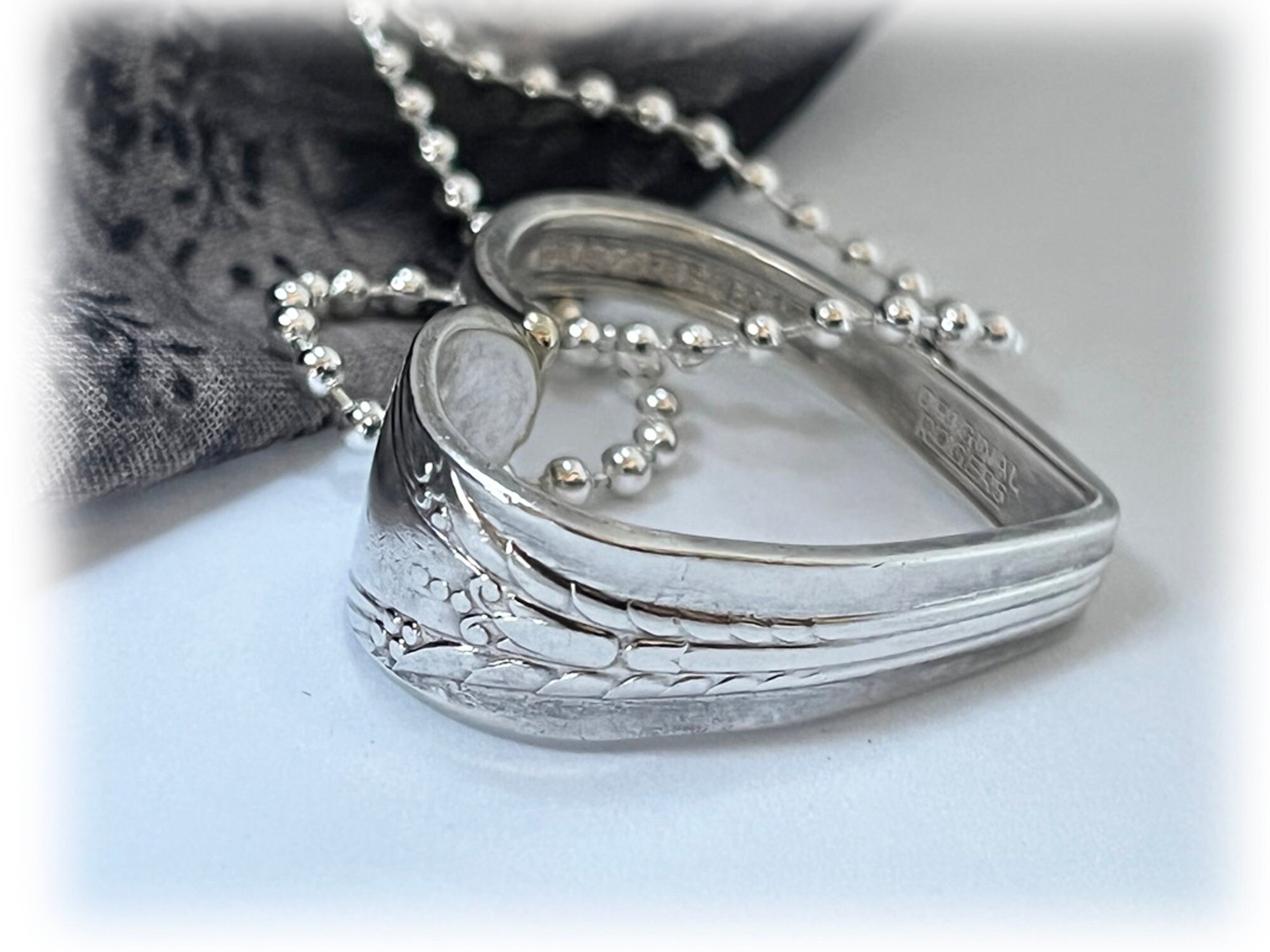 Vintage Inheritance Heart Silverplate Pendant, Spoon and Fork Jewelry, Ball Chain, Love Gift
