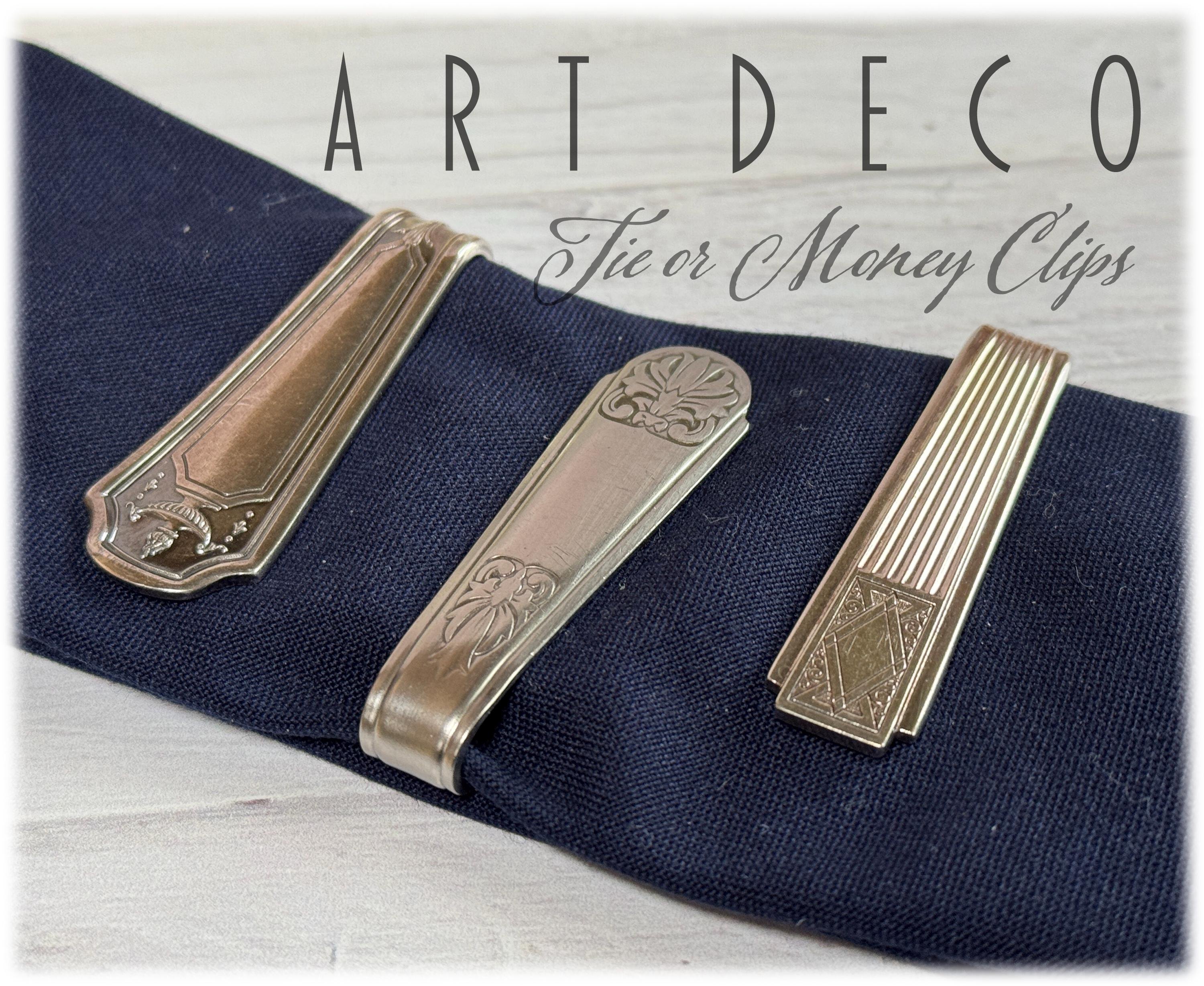 Vintage Art Deco Silverplate Tie Clip: Upcycled Spoon Handle, 1930s, Choice of Design