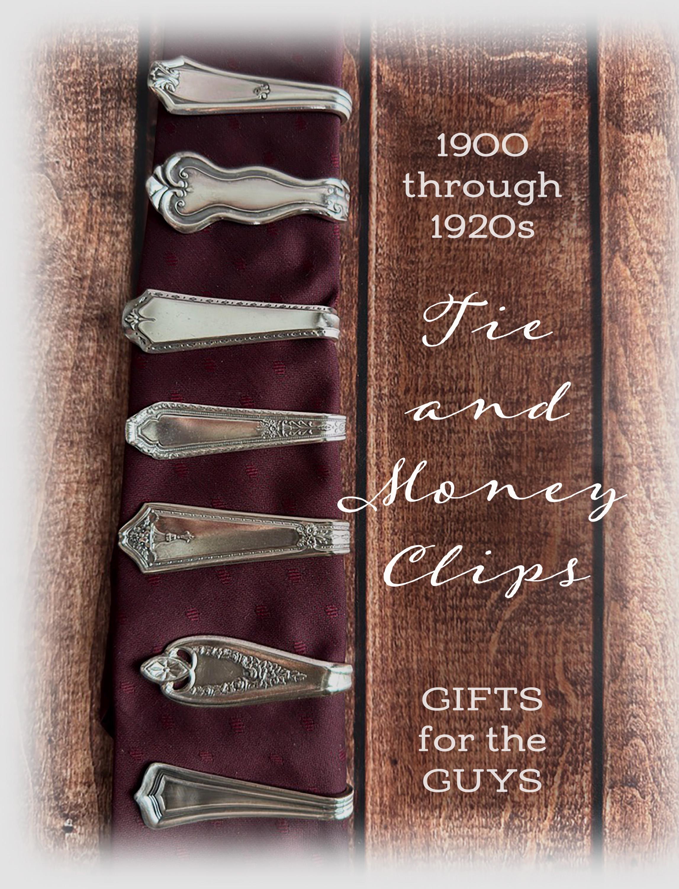 Vintage Art Deco Silverplate Tie Clip: Upcycled Spoon Handle, 1900-1920s, Choice of Design