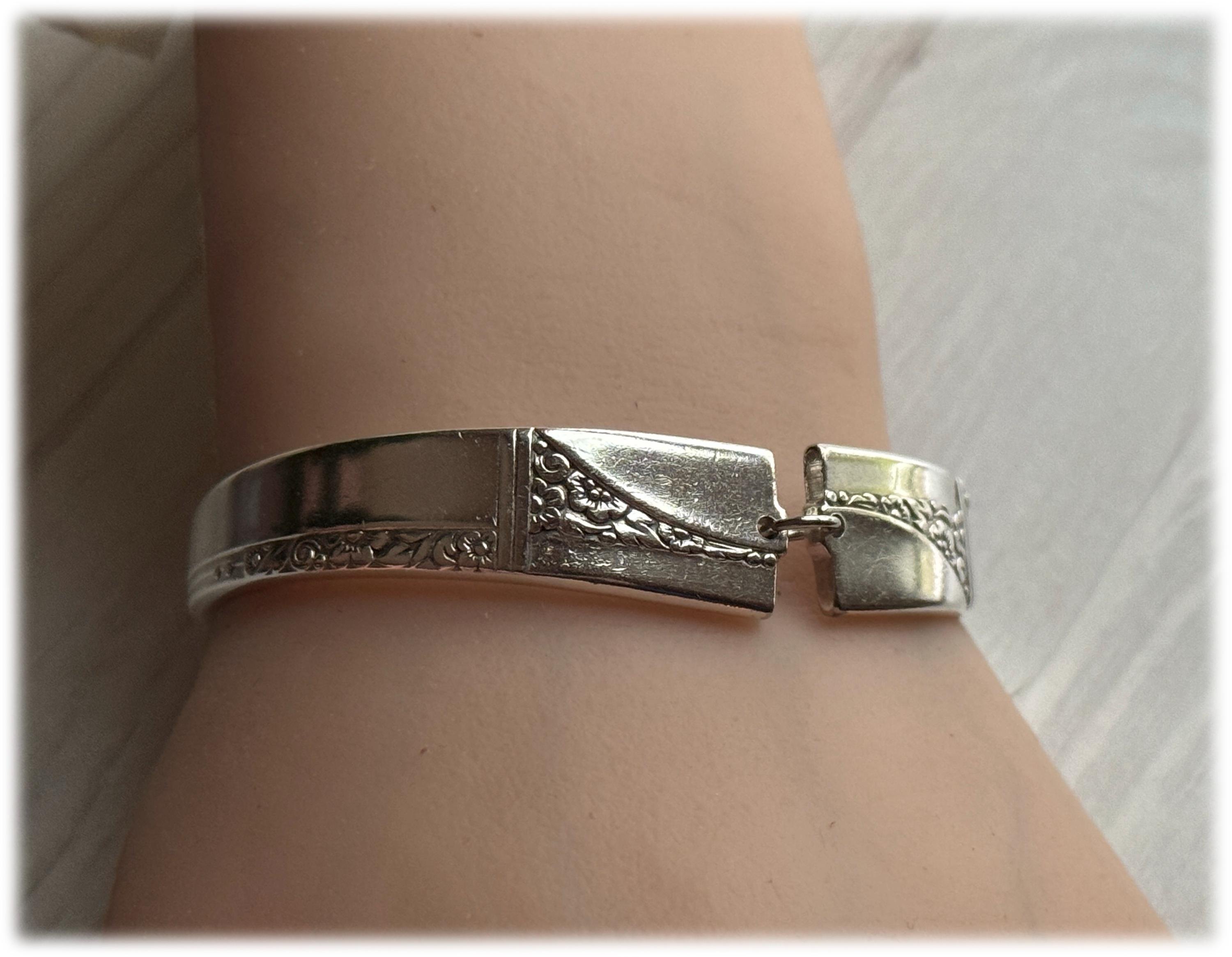 Caprice 2 Pc Cuff Bracelet, Silverplate Jewelry, Upcycled Flatware, 1939 Avant Garde