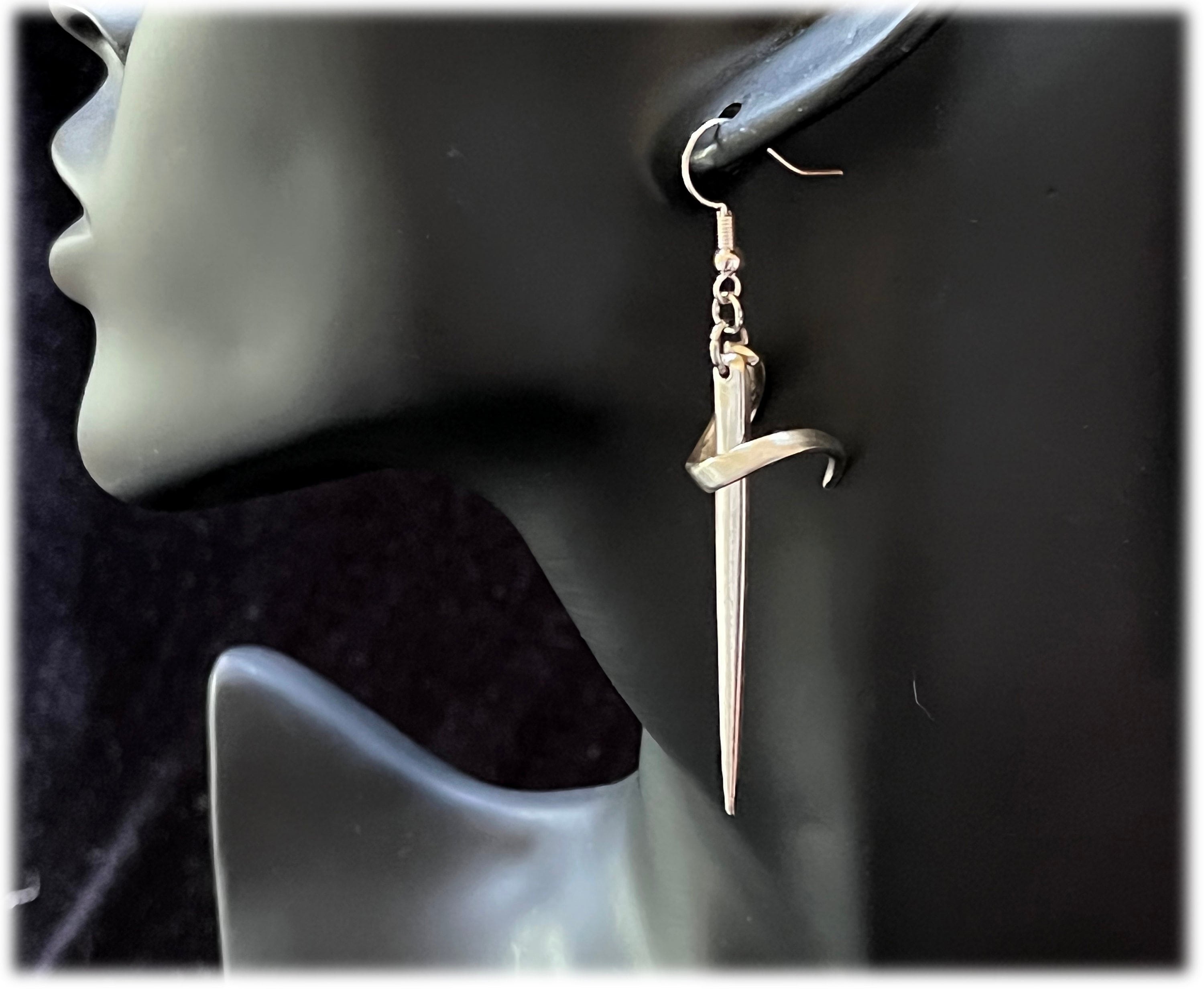 Upcycled Silverplate Fork Tine Earrings: Abstract Dangle Drop Jewelry