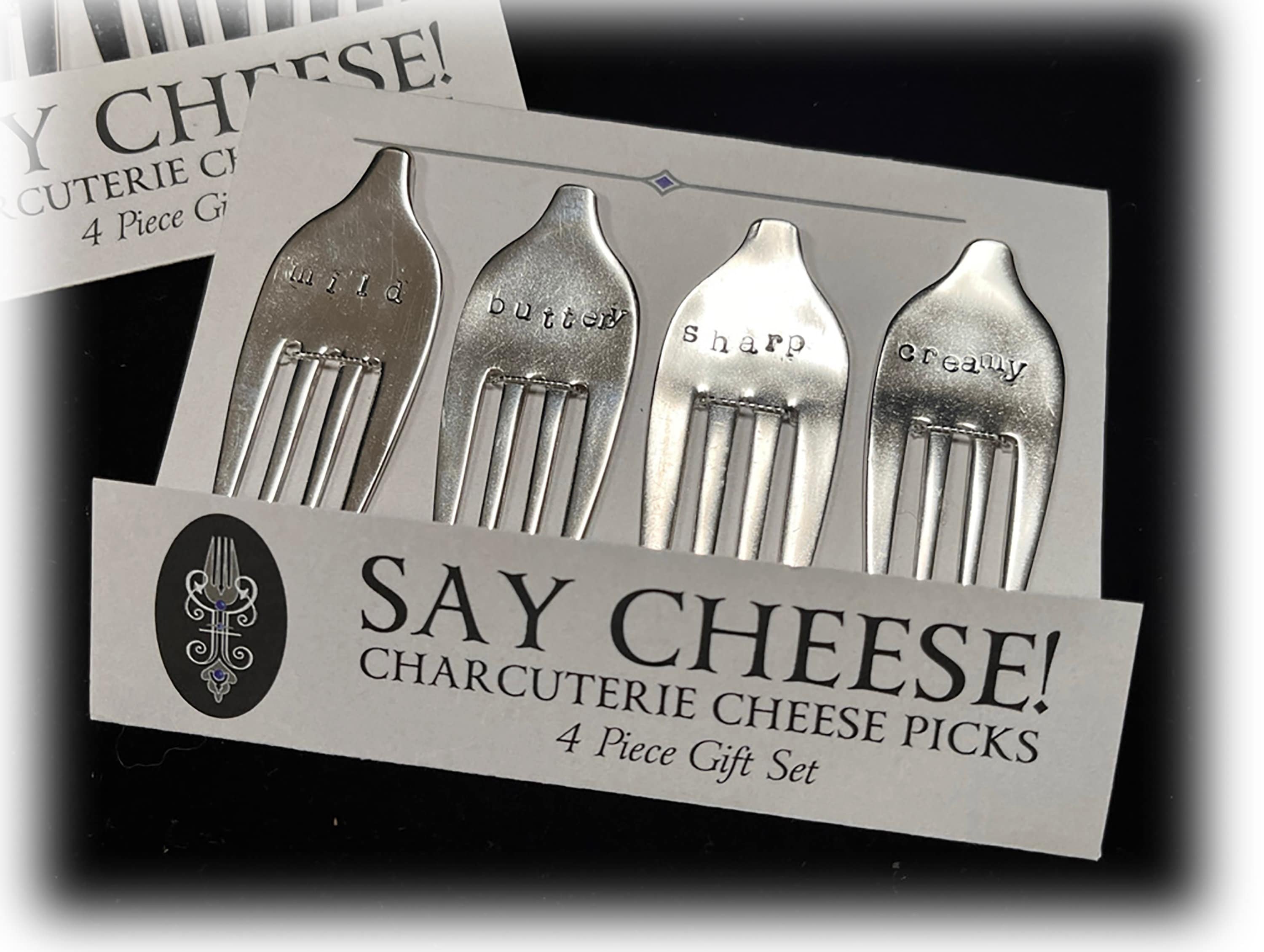 Hand Stamped Cheese Fork, Personalized Charcuterie Picks