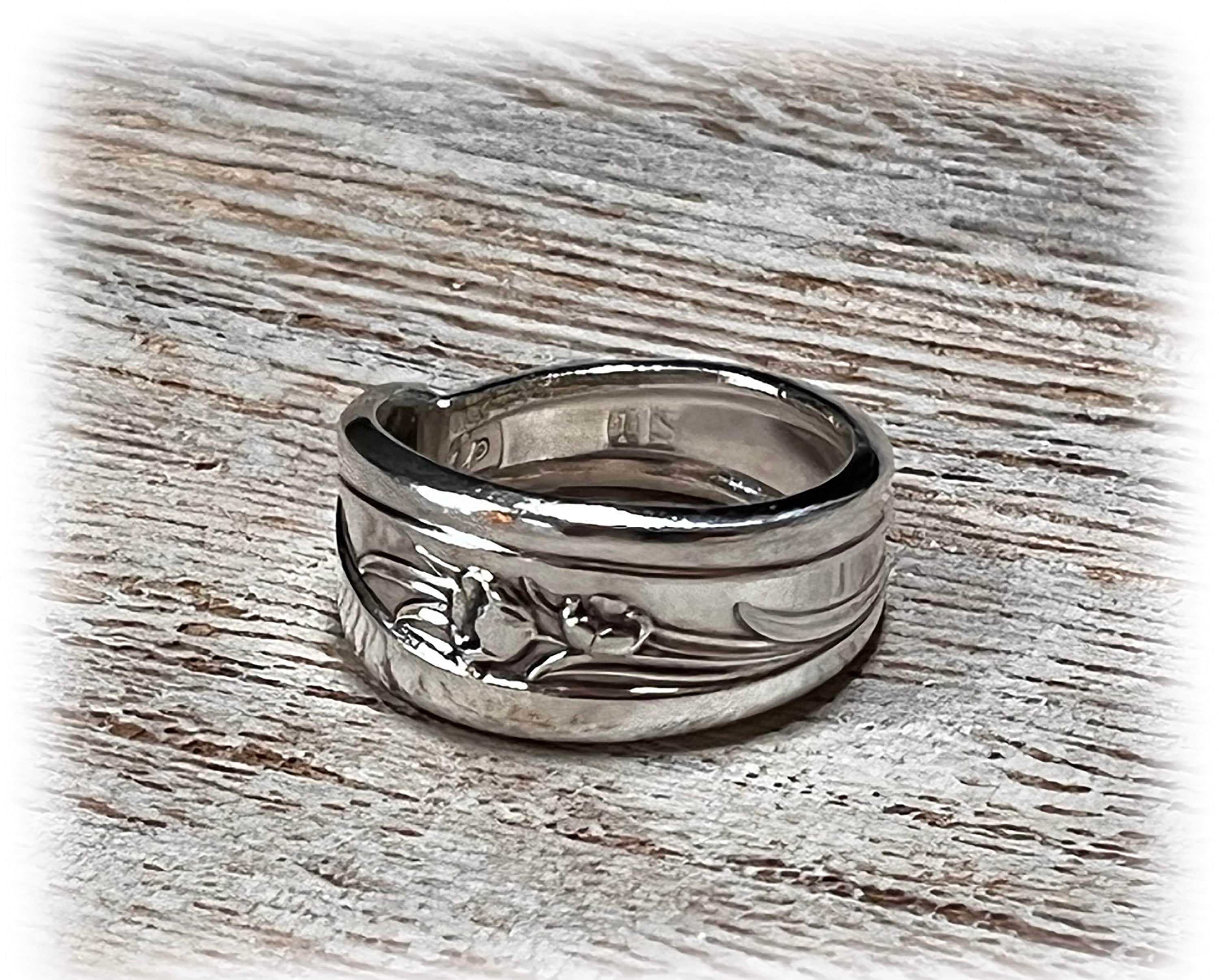1956 Silver Tulip Spoon Ring, Silverplate Flatware Ring, MCM Classic Design