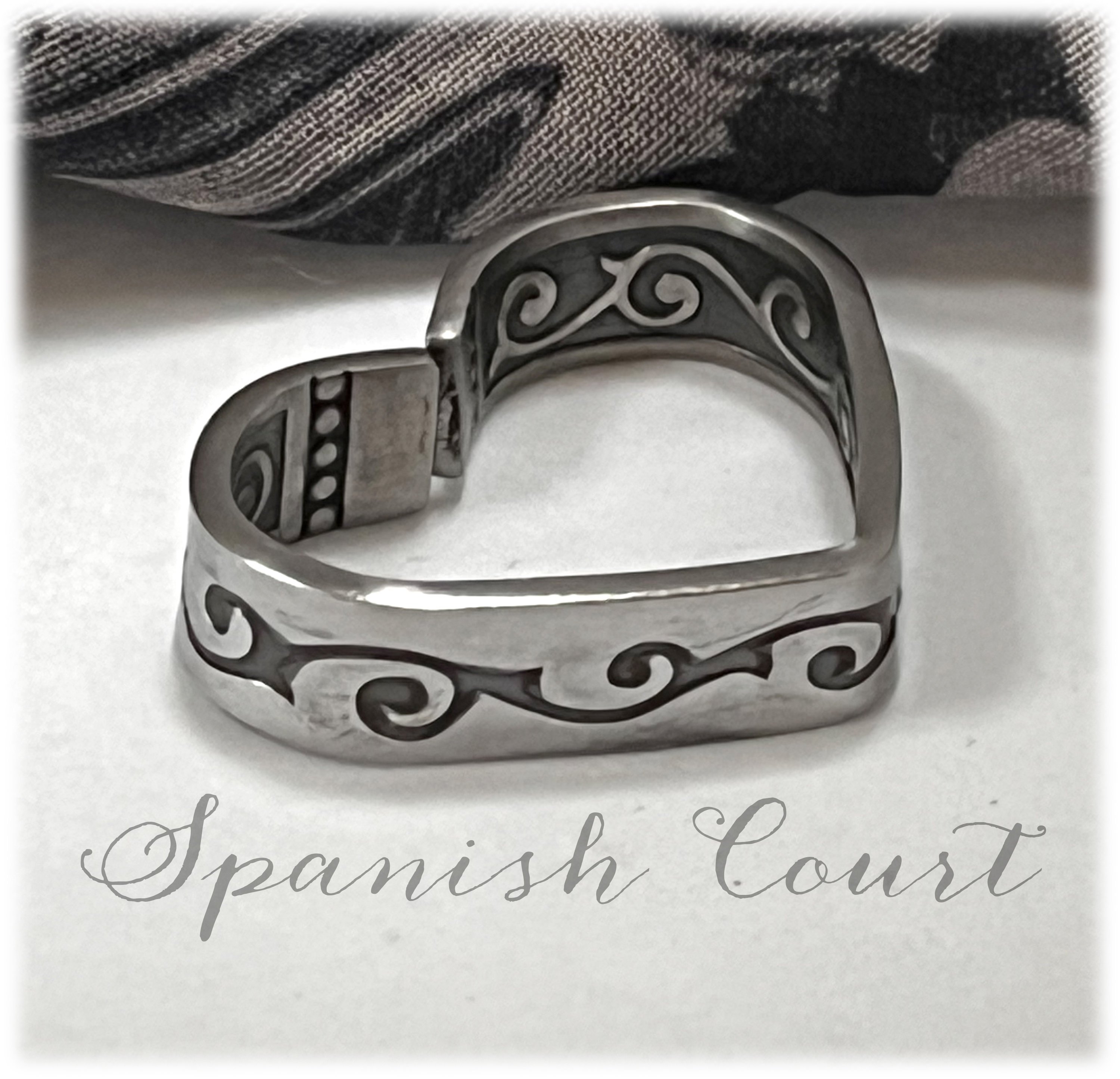Reversed Spoon Heart Pendant, 1960s Oneida Spanish Court, Gunmetal Chain