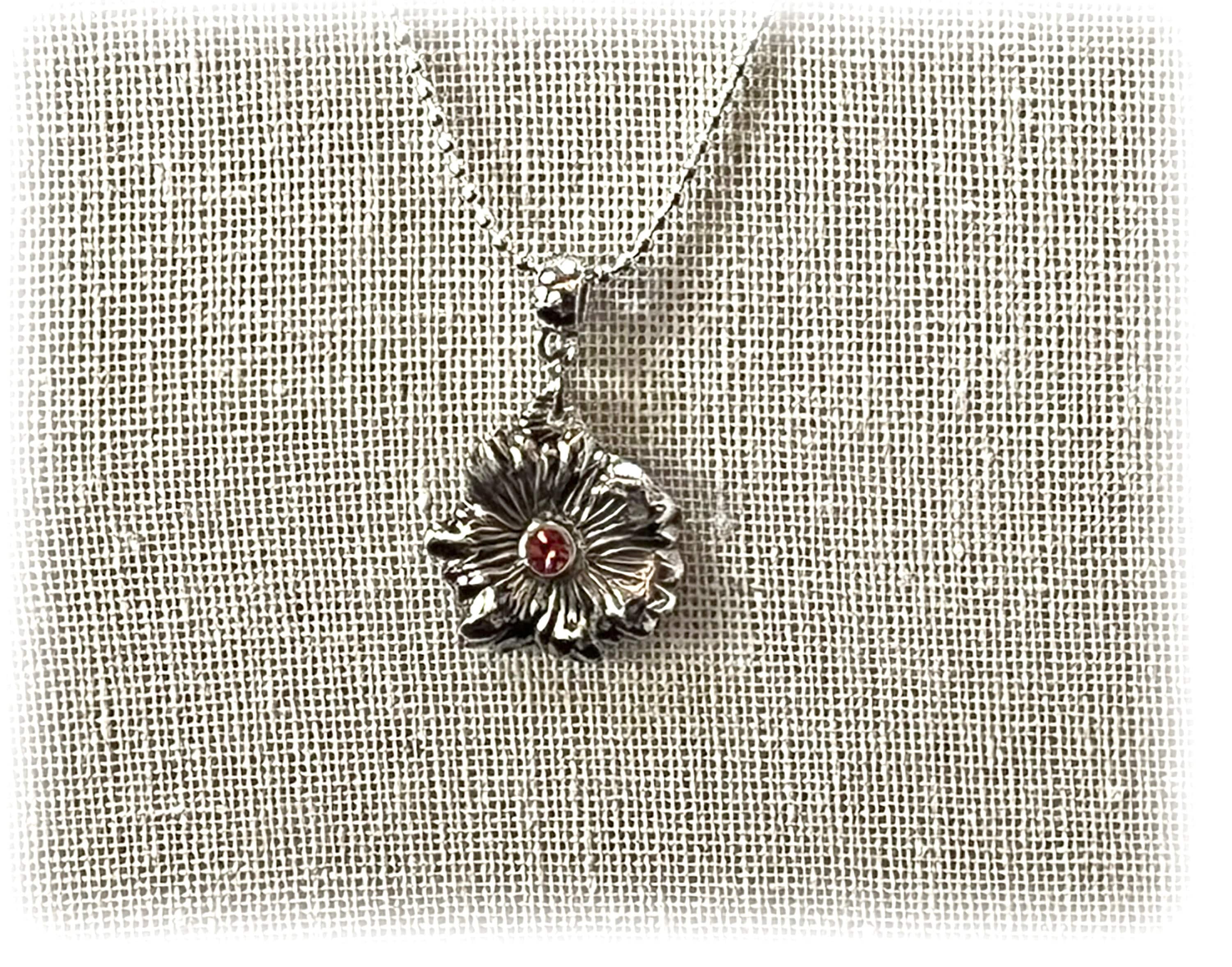 Vintage Silverplate Flower Pendant, Reed and Barton Harlequin, Beaded Chain