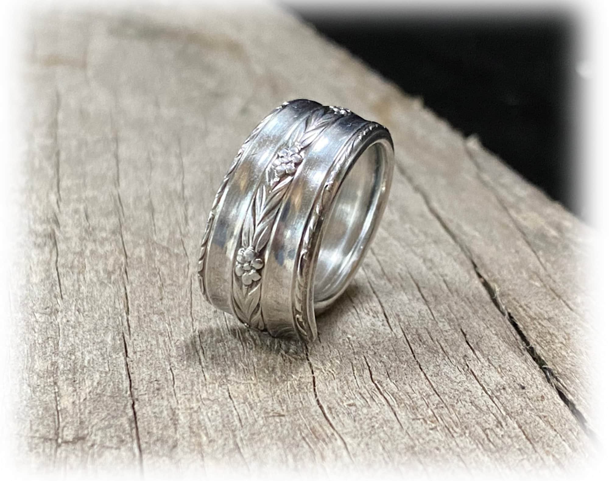 Roseanne Silver Plate Spoon Ring, 1938 Wallace, Art Deco Size 7