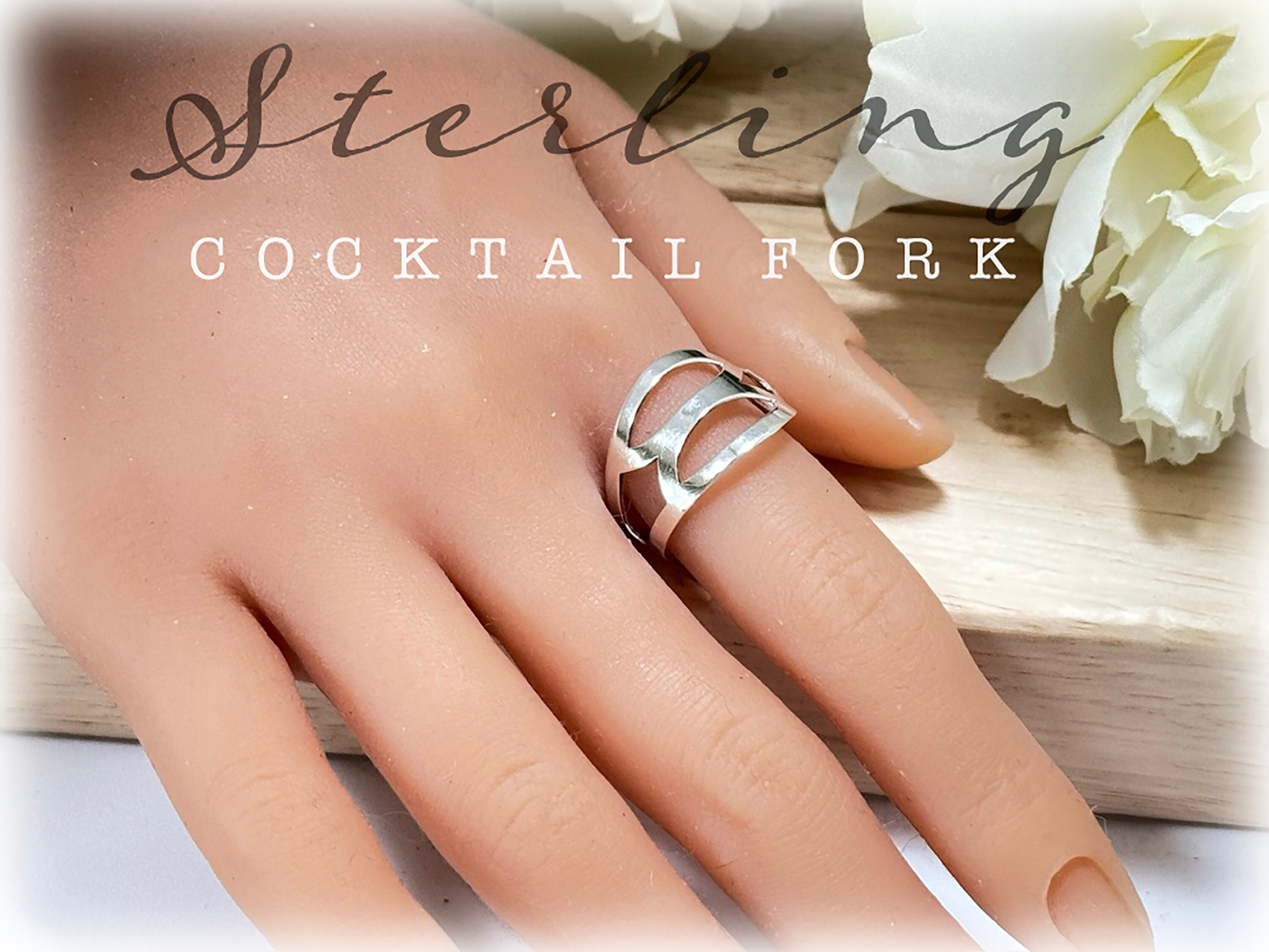 Upcycled Sterling Silver Fork Ring: Abstract Geometric Design