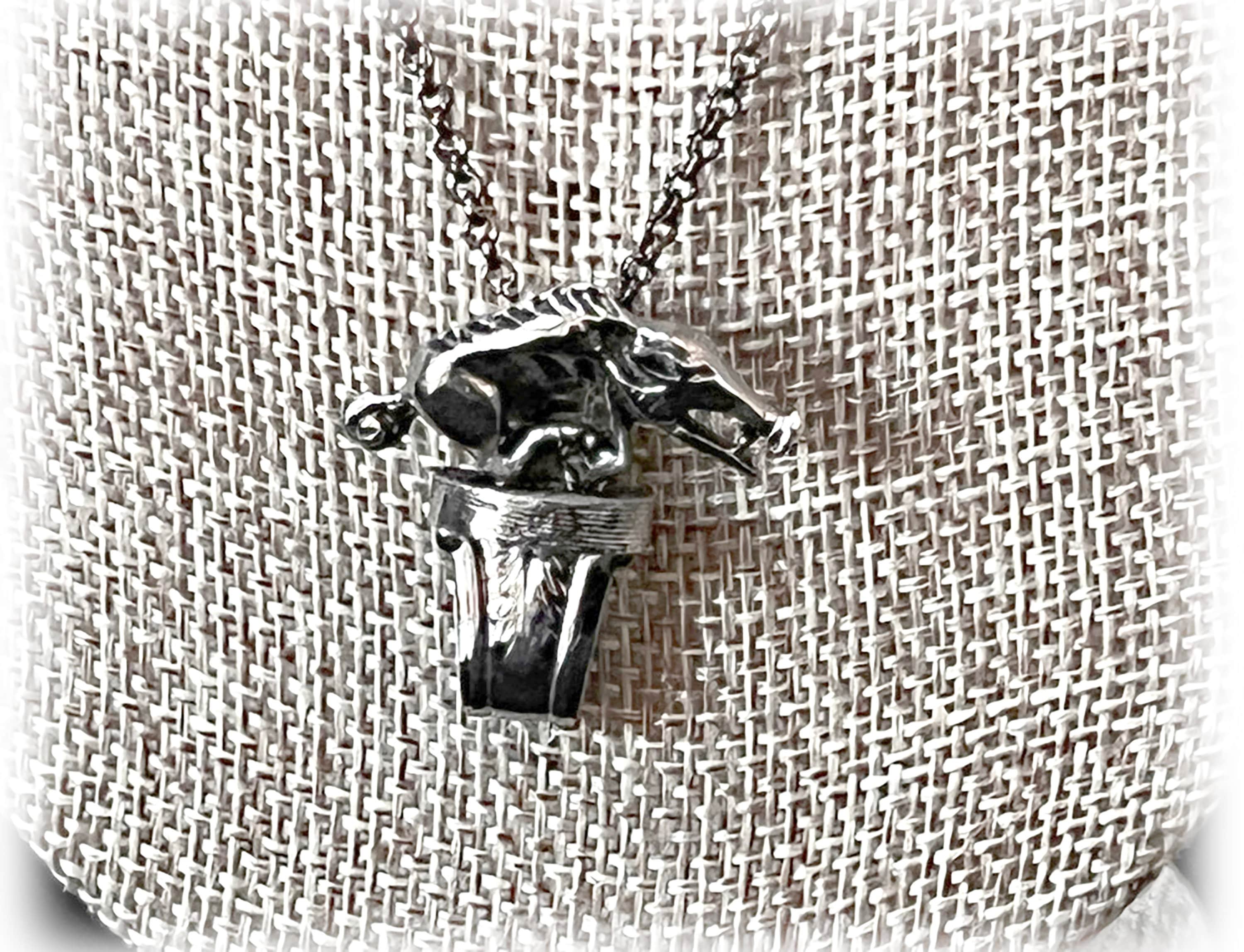 Arkansas Razorback Spoon Pendant, Vintage Silver Plate Collector Teaspoon, State Souvenir, Gunmetal Rolo Chain