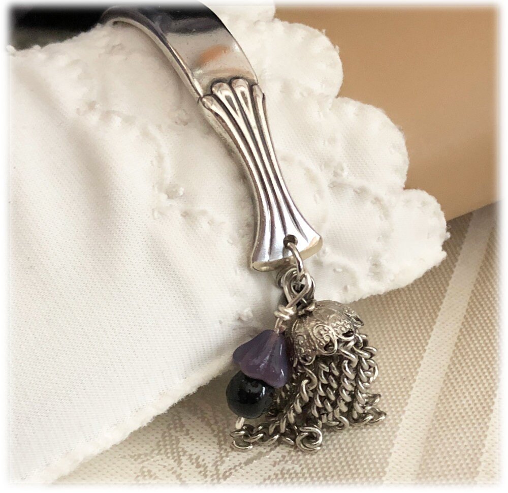 Asymmetrical Spoon Bracelet, Silverplate Flatware Bracelet, Dangle Charm, 1956 Twilight Pattern