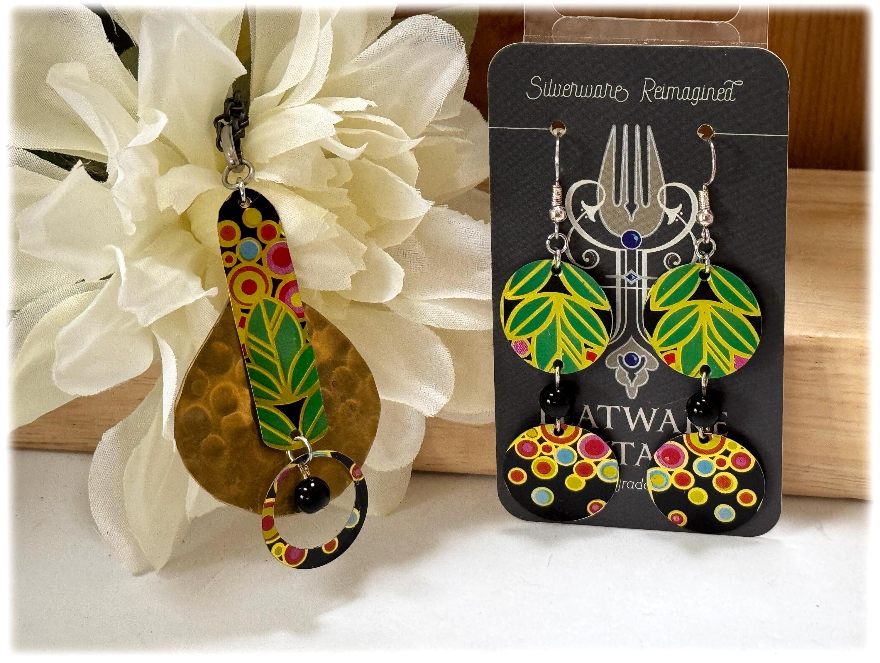 Whimsical Floral Tin Earrings, Upcycled Lightweight Jewelry
