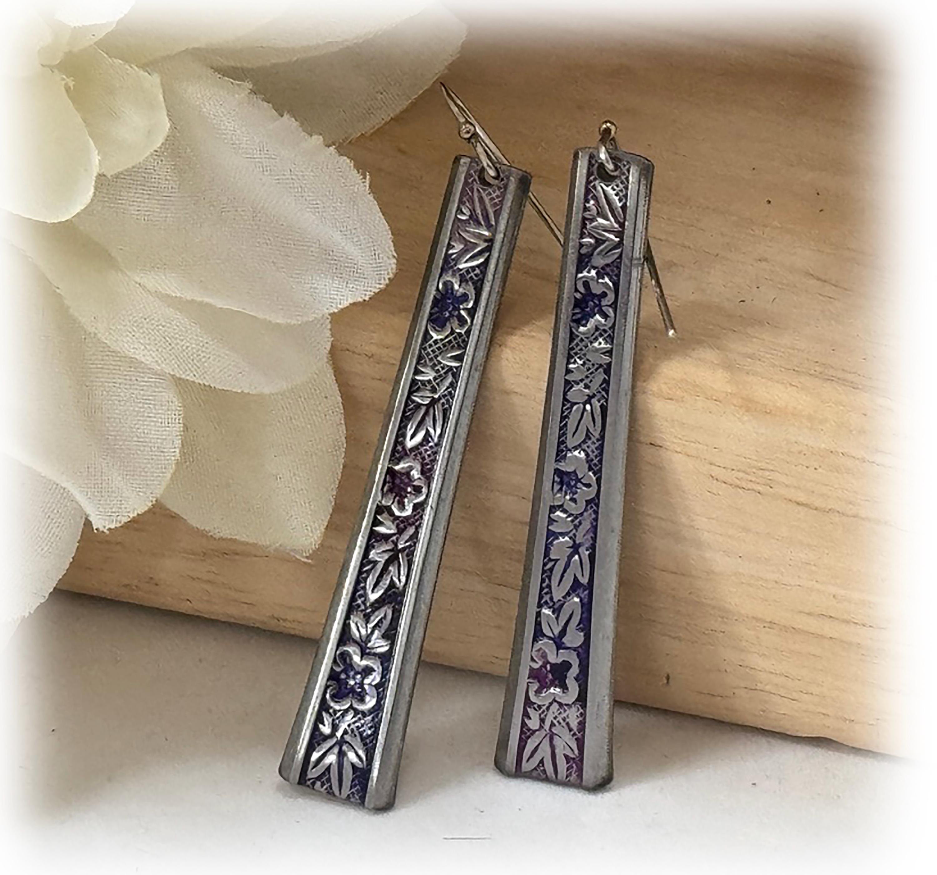 Stainless Bayberry Spoon Earrings, Upcycled Floral Jewelry