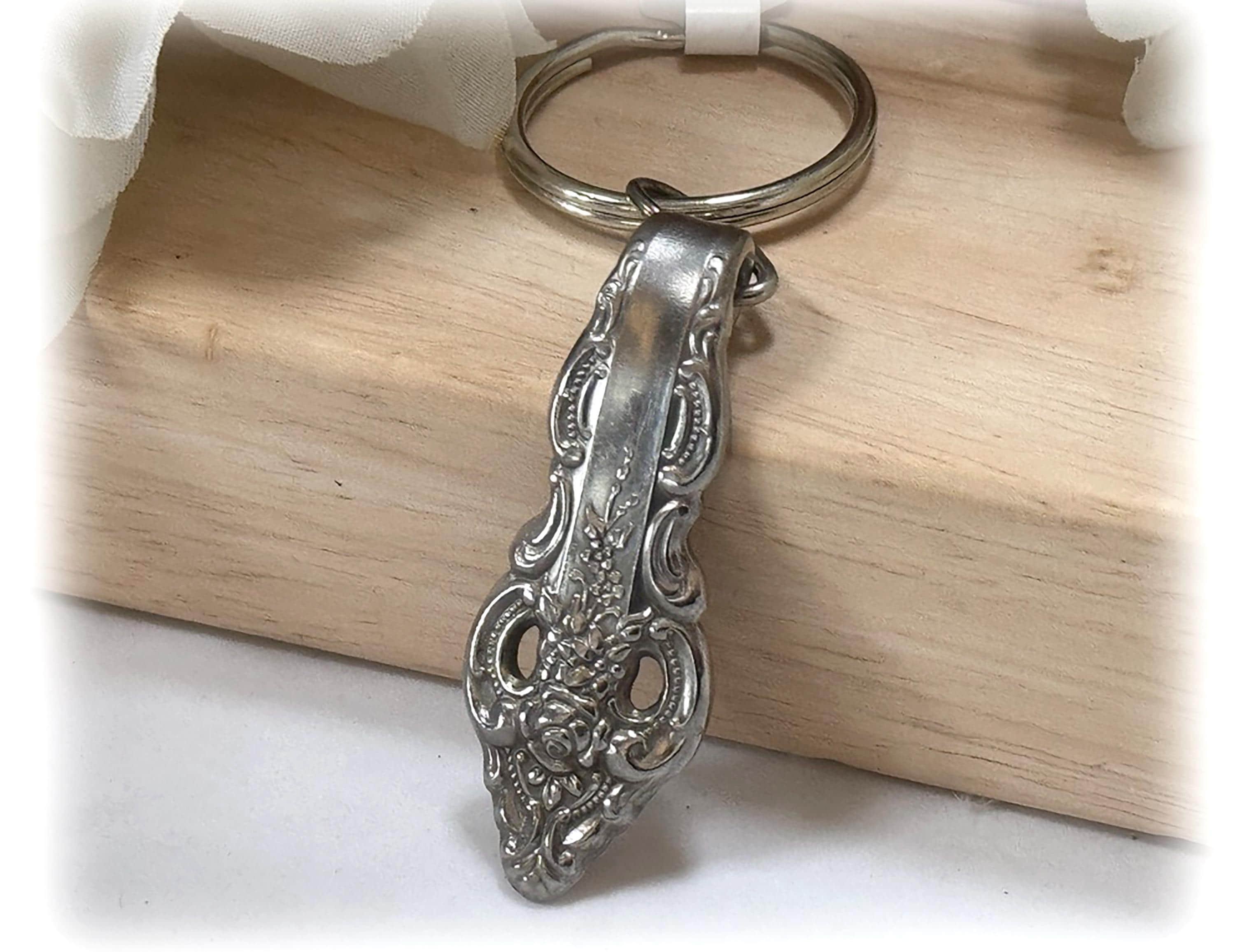Countess Key Ring, 1980s Stainless Spoon Handle Keyring, Key Fob, Upcycled Reimagined Flatware
