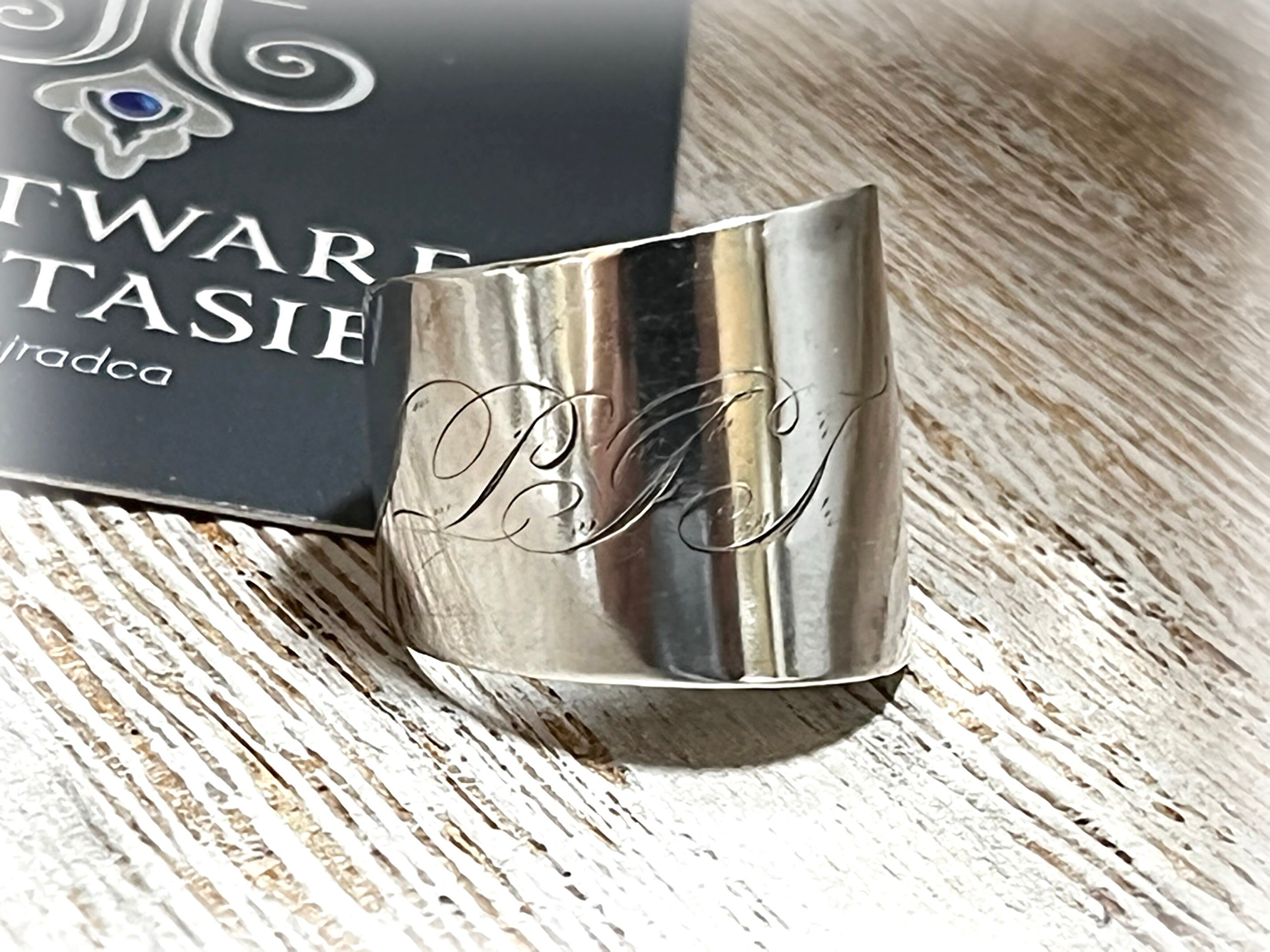 Coin Silver Spoon Ring: Upcycled Early American Monogram Ring, Size 7.5
