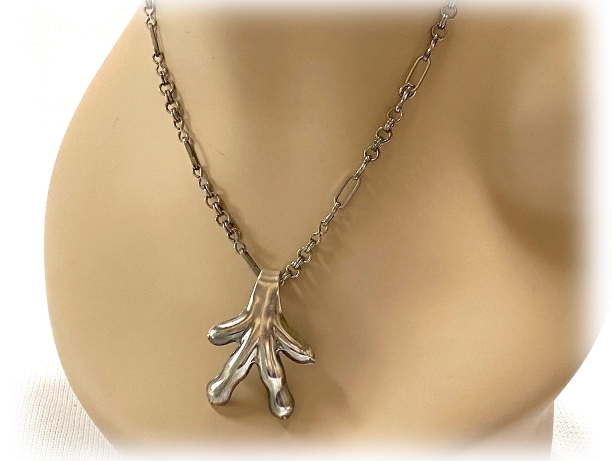 Antique Silverplate Claw Ice Tong Talon Pendant, Flatware Jewelry, Reed & Barton