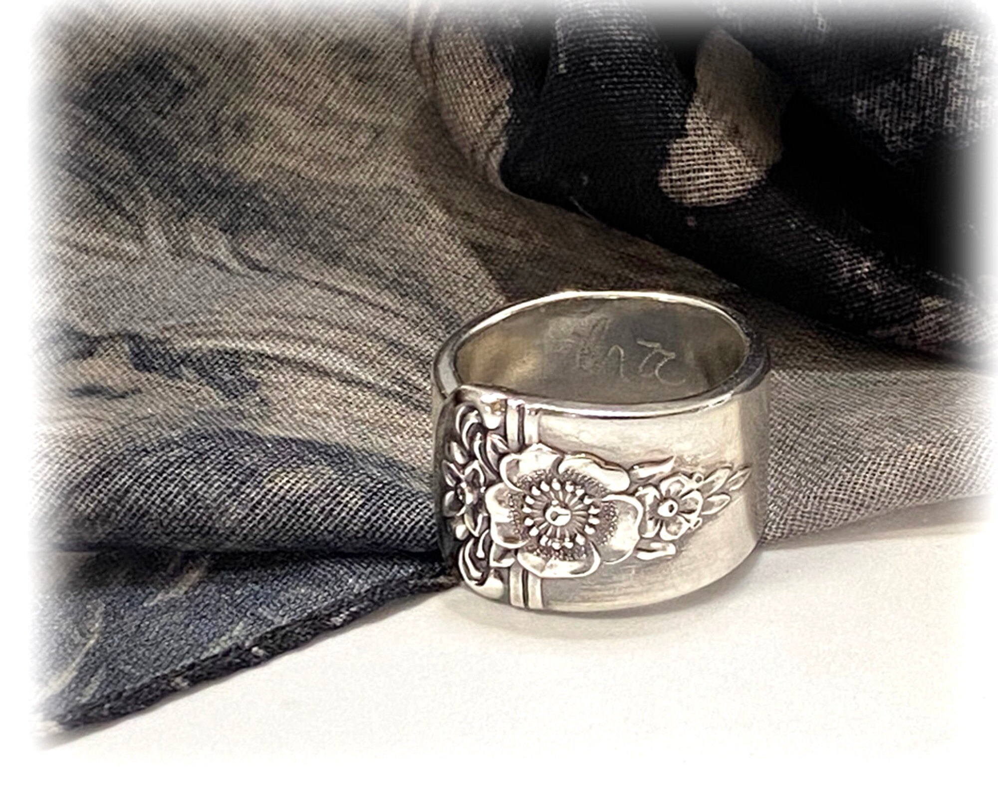 Upcycled Silverplate Spoon Ring: Spring Charm Floral Ring, 1950s
