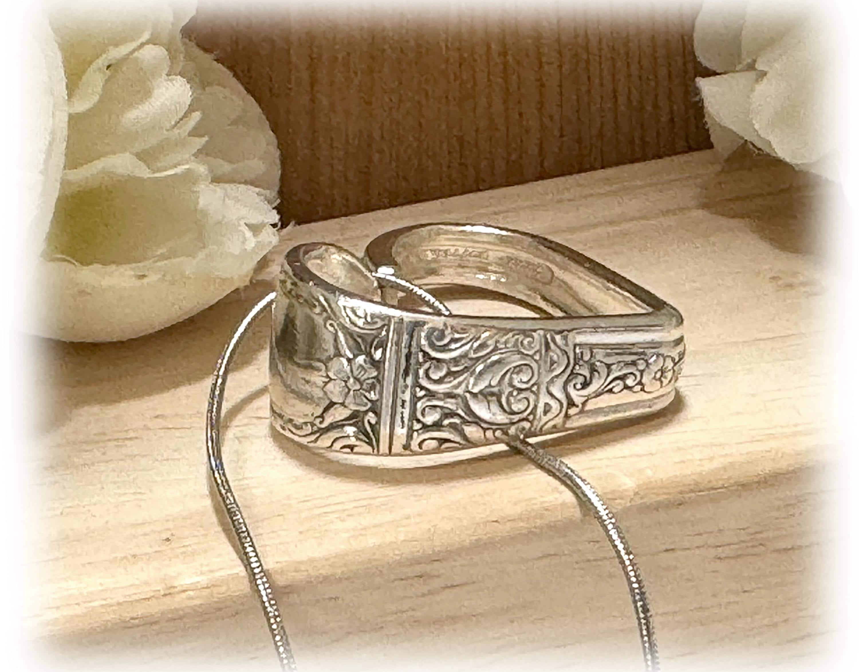 Vintage Silverplate Heart Pendant, 1946 Wallace Sweetheart Fork Jewelry