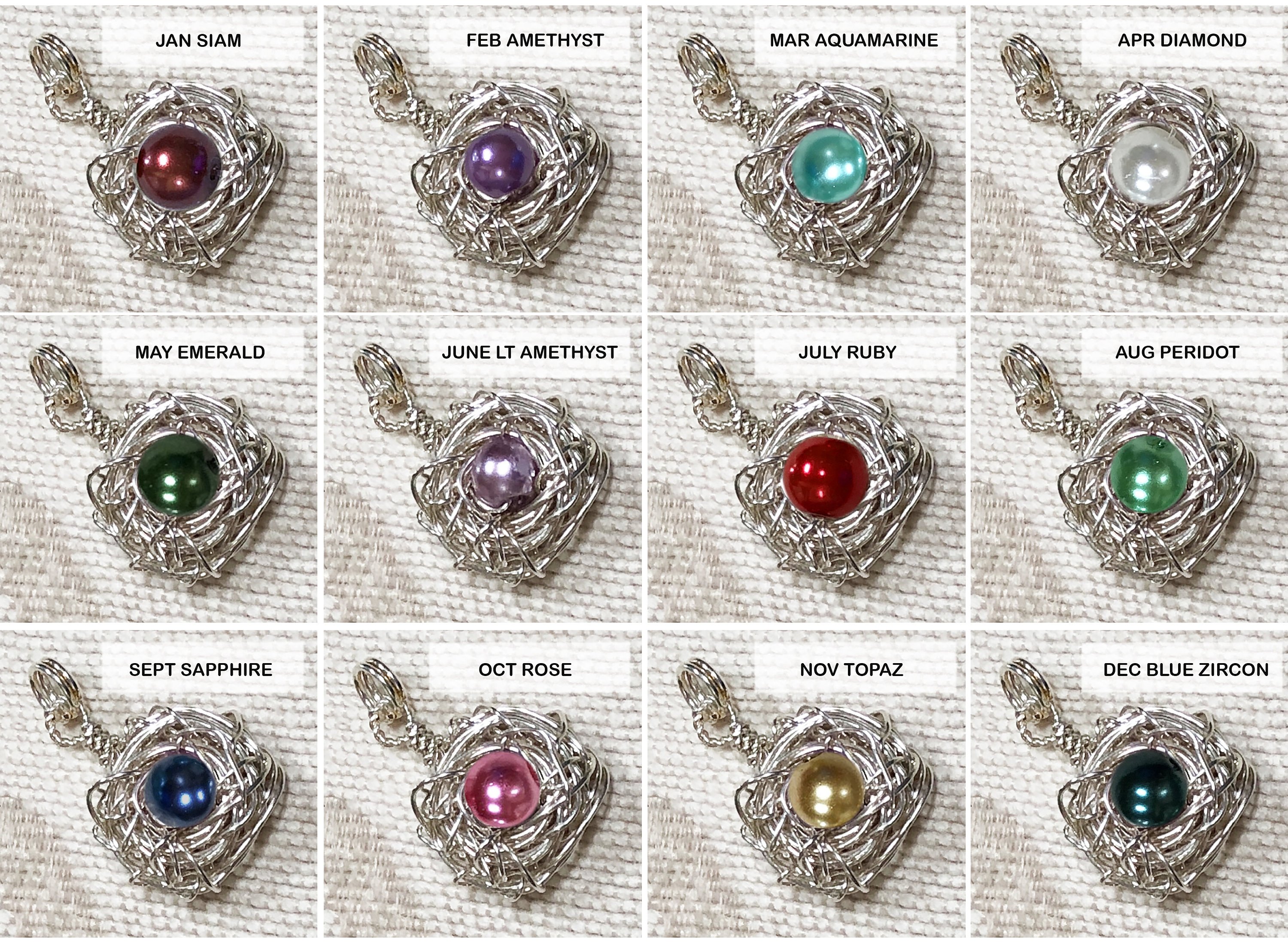Sterling Silver Bird Nest Necklace: Birthstone Pearl Egg Pendant