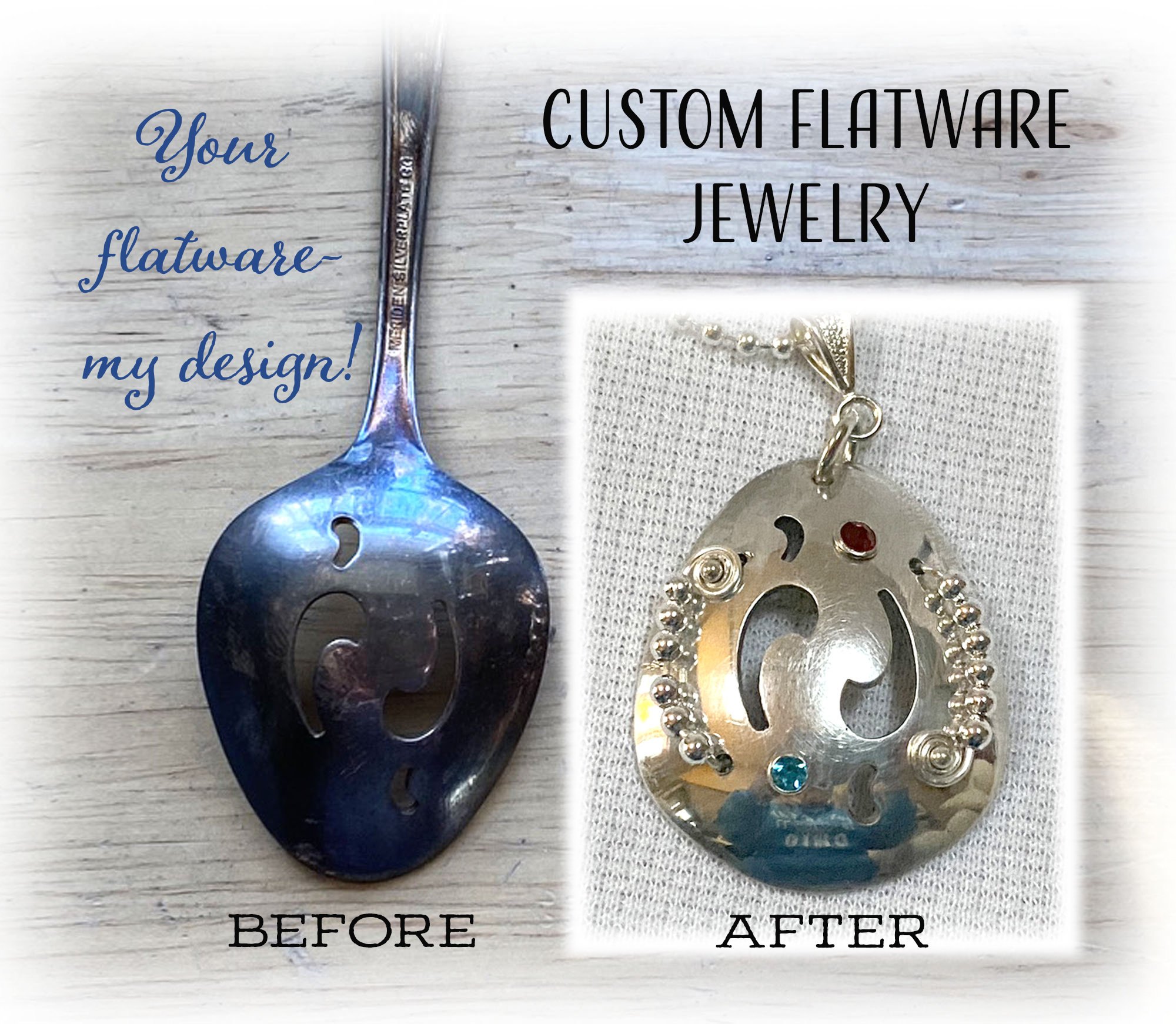 Custom Flatware Jewelry Made from YOUR Silverware, Earrings, Scarf Rings, Key Rings, Pendants, Bracelets