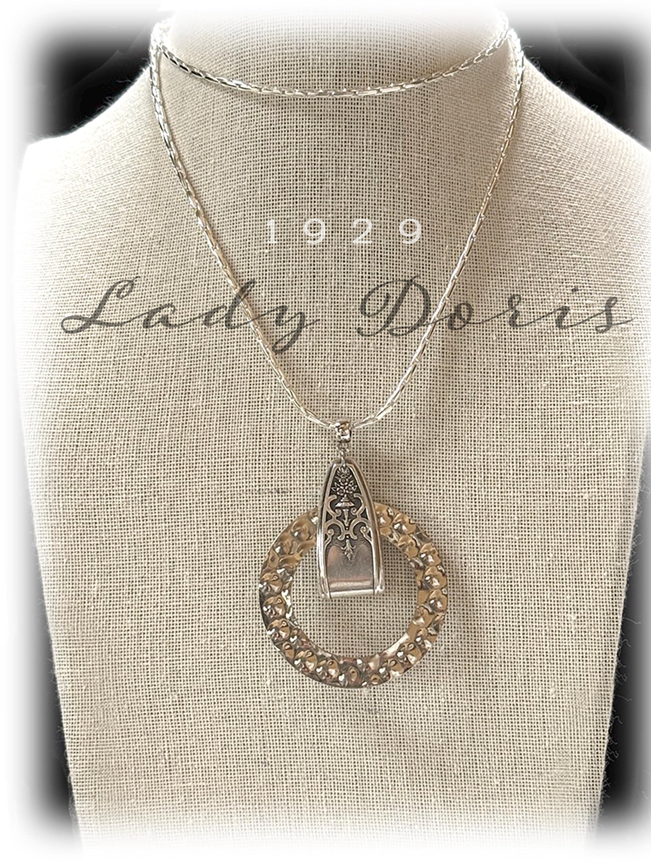Lady Doris Silverware Pendant Necklace: Upcycled Art Deco Heart
