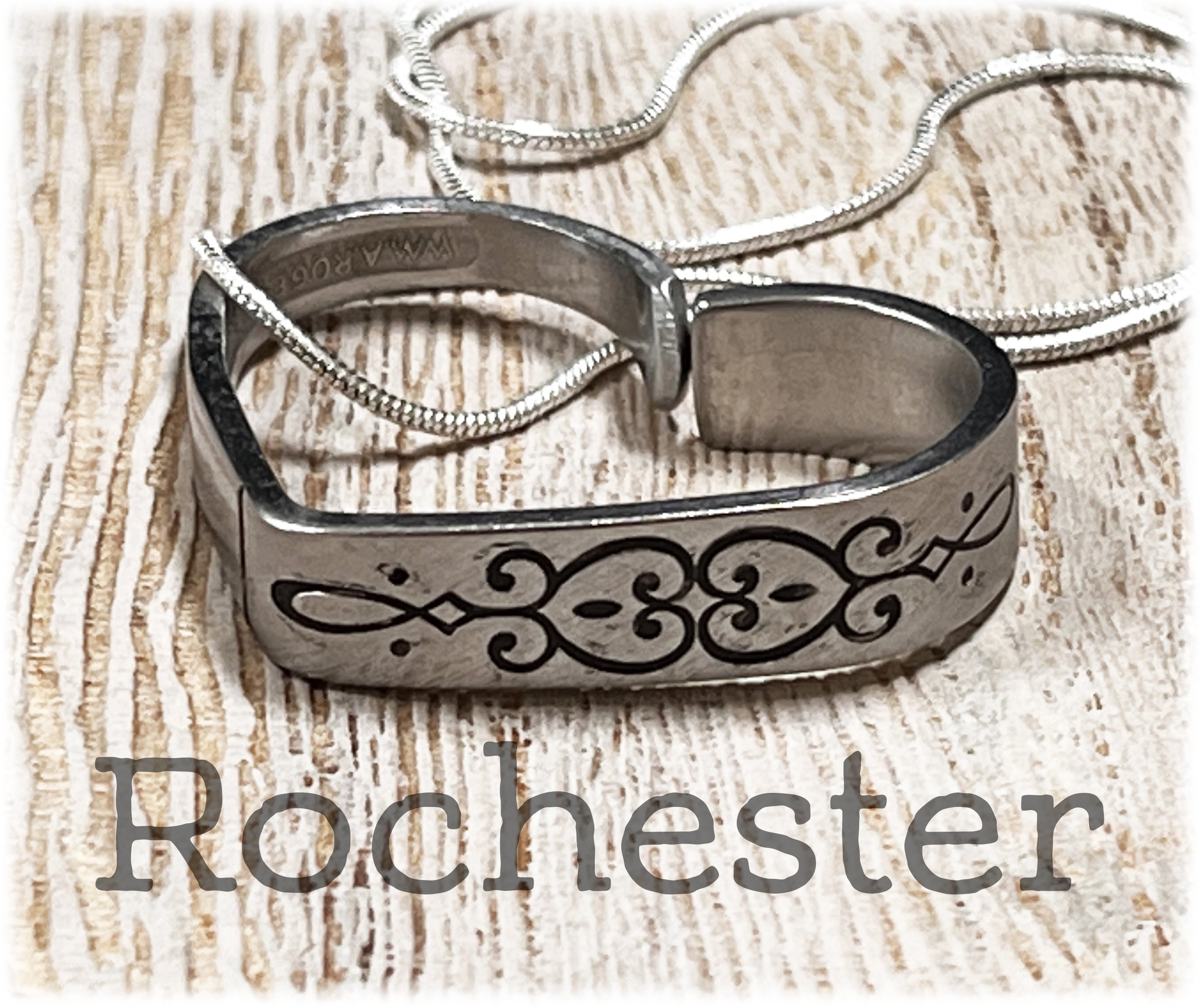 1993 Oneida Rochester Stainless Floating Heart Pendant, Love Gift, Fraktur, Pennsylvania DutchLook