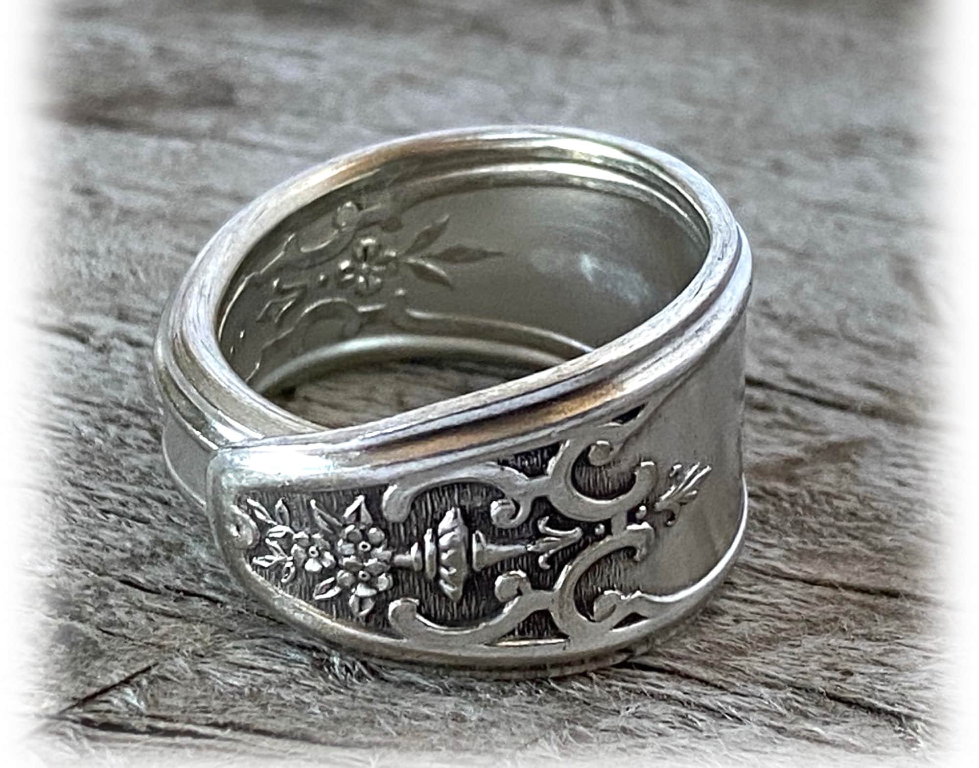 Art Nouveau Spoon Ring: Upcycled Silver Plated Jewelry, Size 7