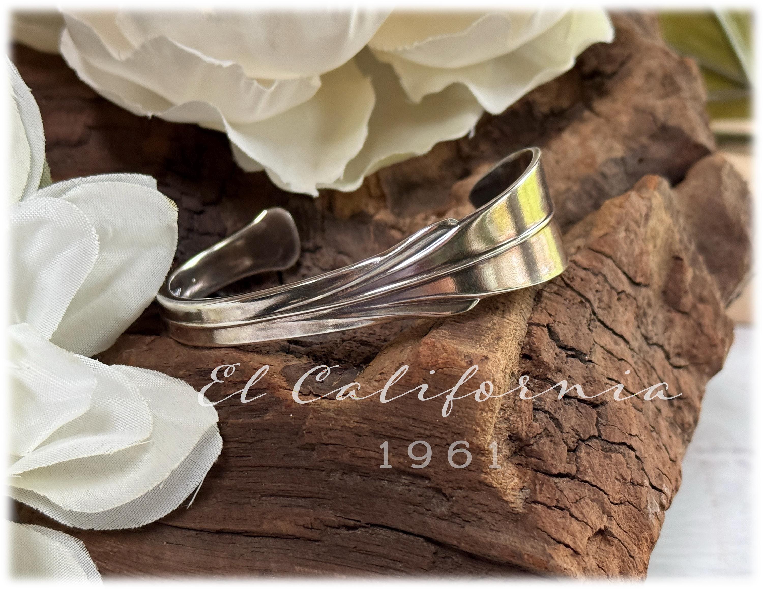 El California Silverplate Cuff Bracelet, MCM Silverplate Jewelry, Upcycled Flatware, 1961