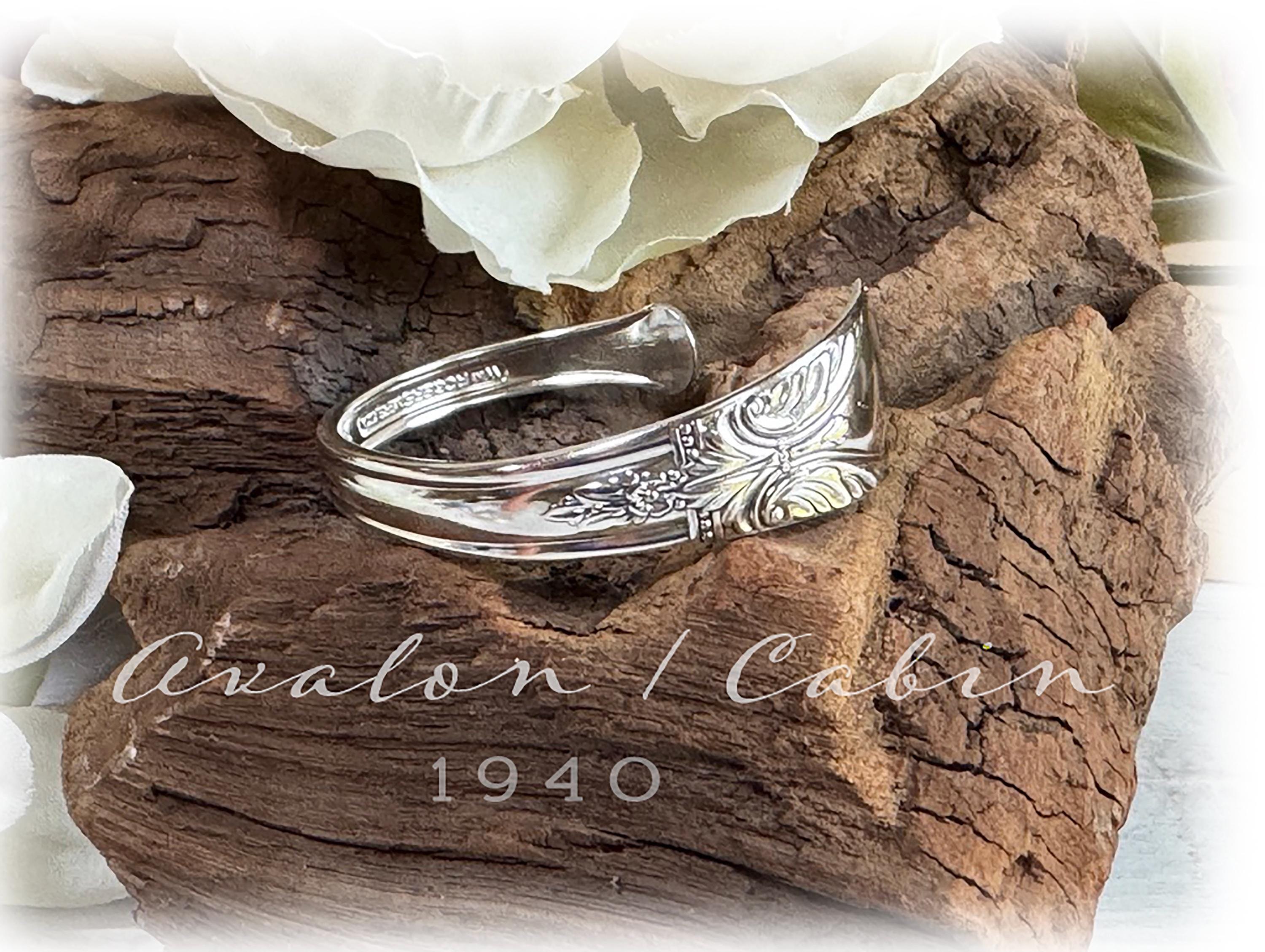 Avalon-Cabin Silverplate Cuff Bracelet, Art Deco Silverplate Jewelry, Upcycled Flatware, 1940