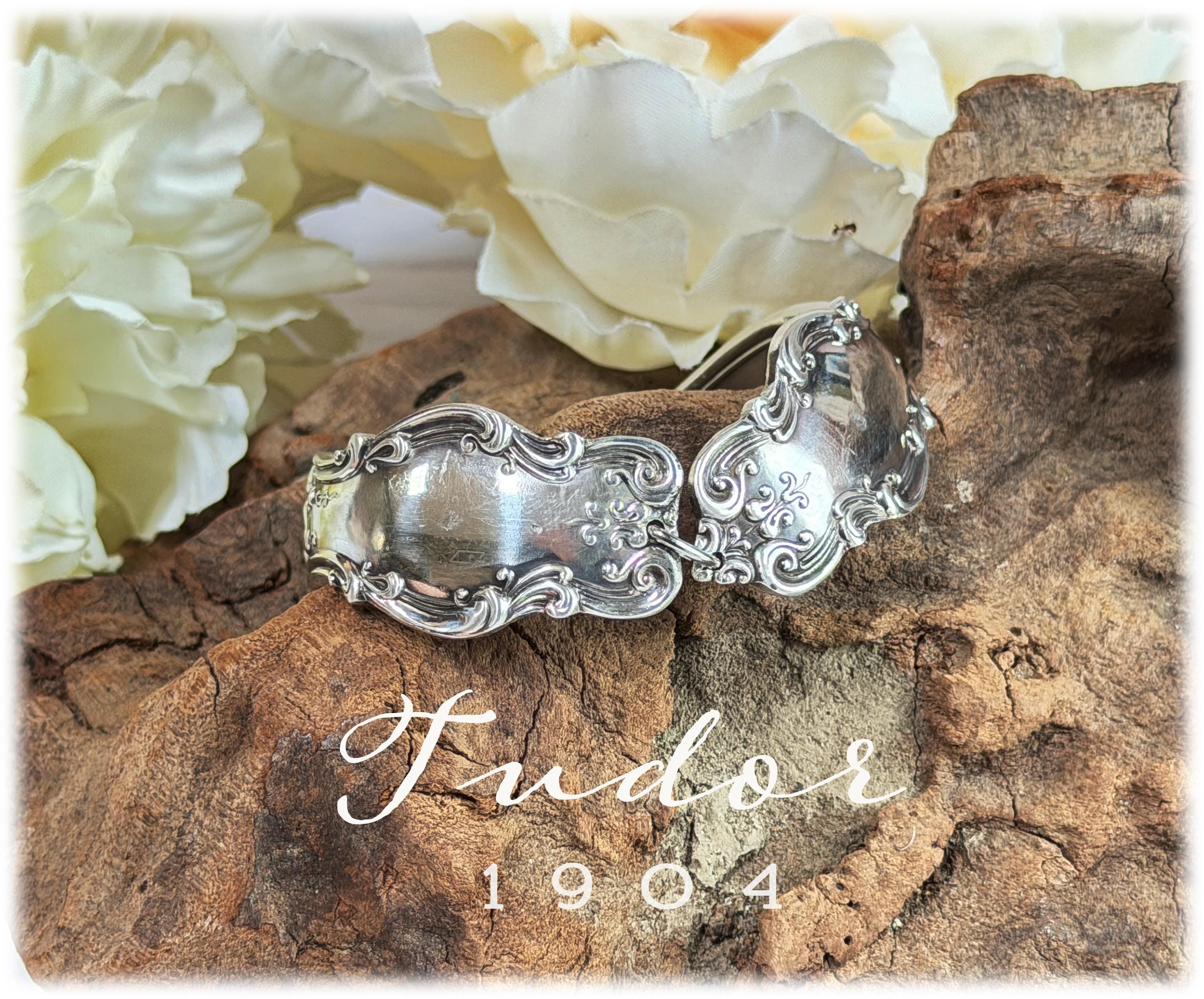 Tudor Antique Art Nouveau Bracelet, Silverplate Jewelry, Upcycled Flatware, 1904