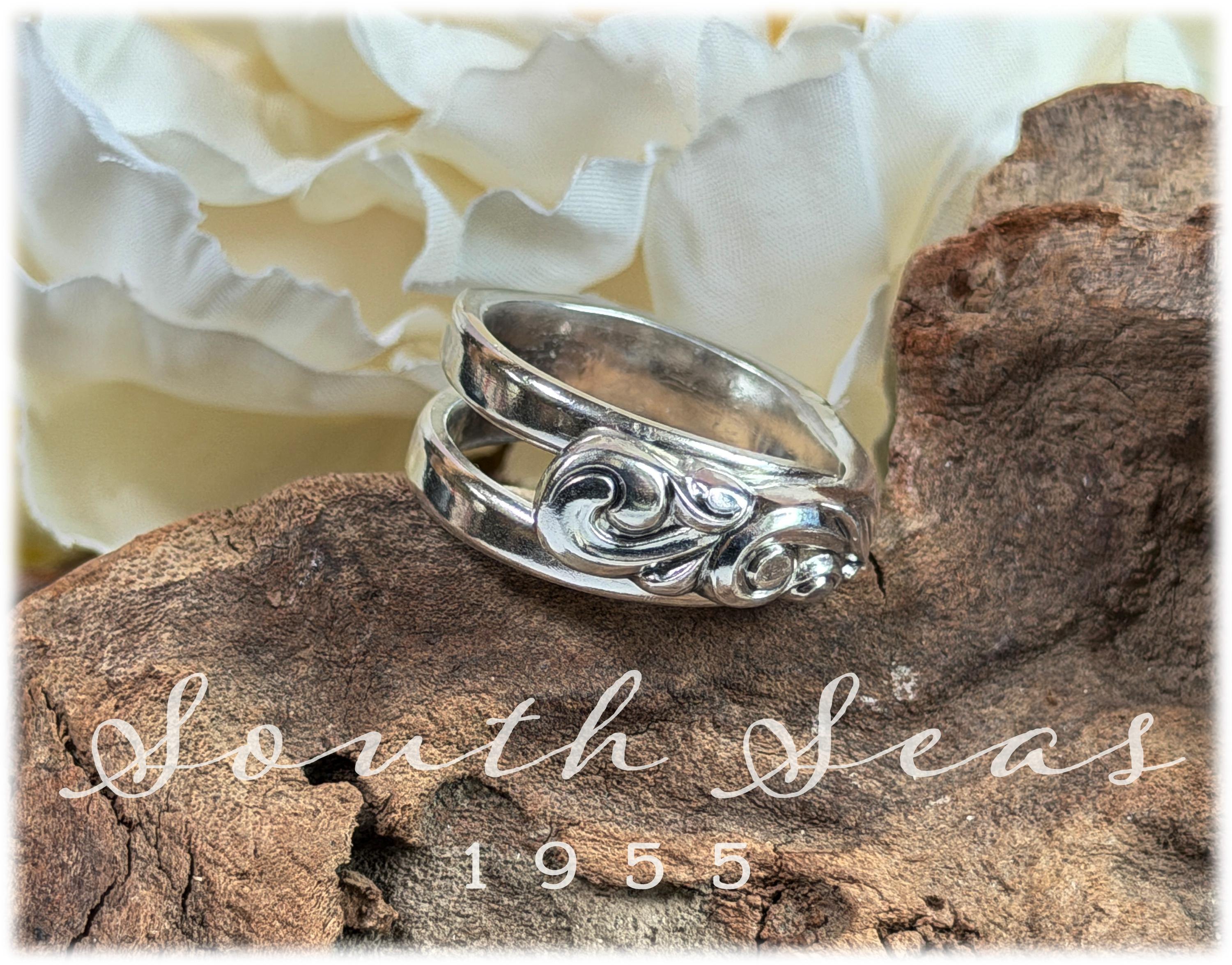 South Seas Fork Ring: Unique Mid Century Flatware Ring, Large Size