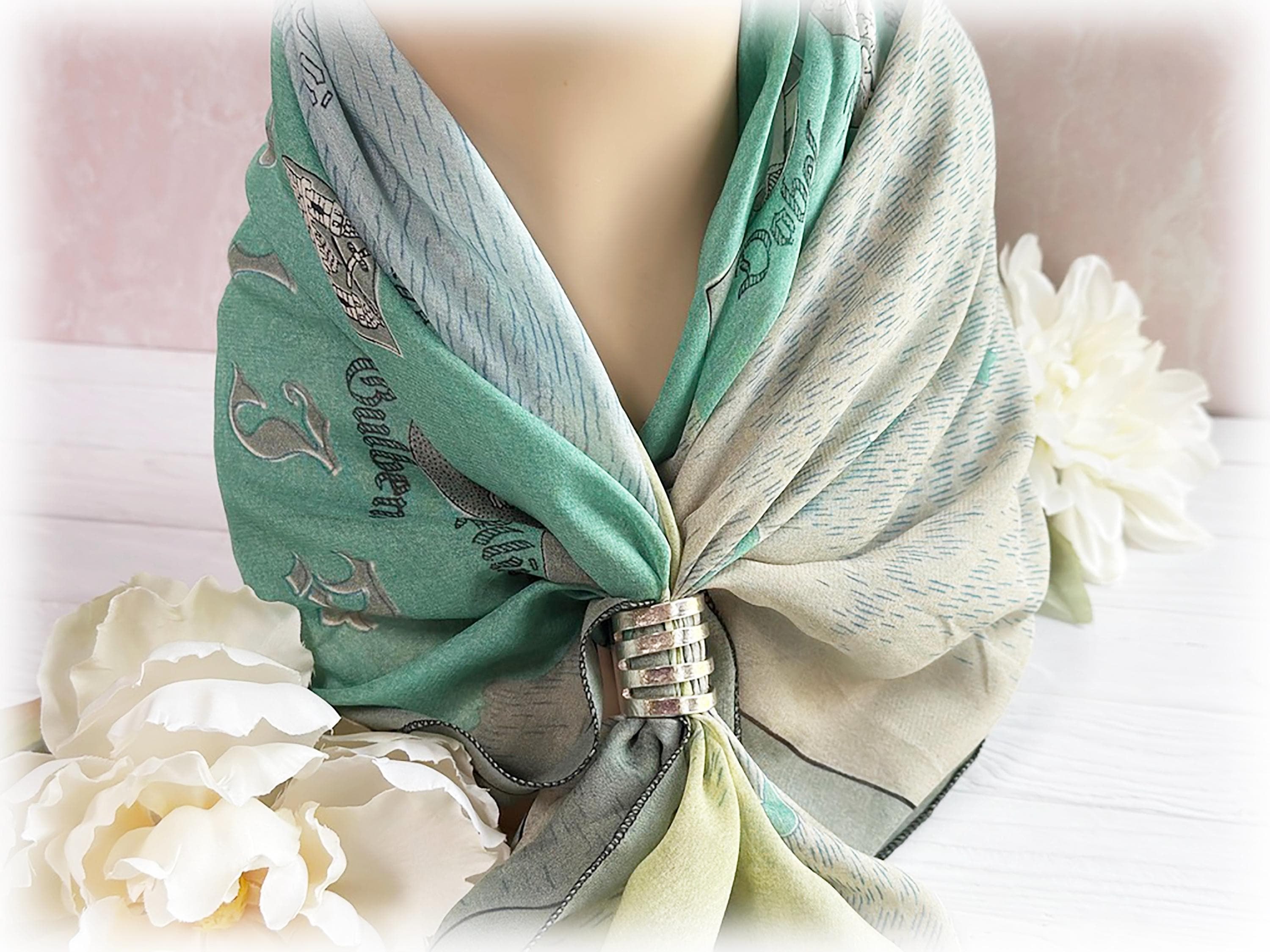 Silver Fork Scarf Slide Bandana Ring: Upcycled Fork Tine Accessory, 2 Styles