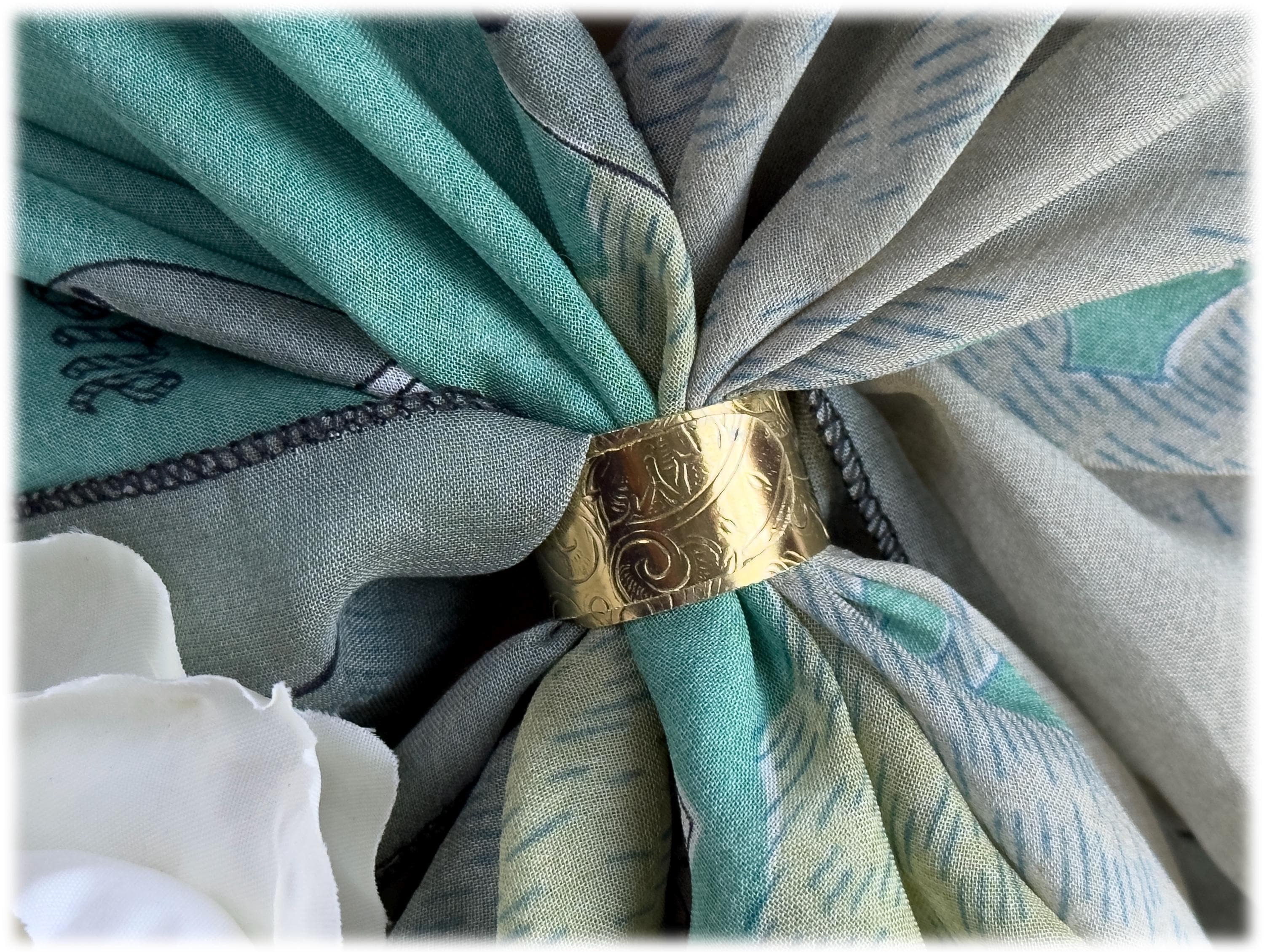 Brass Tray Scarf Slide Bandana Ring: Upcycled Decorative Serving Tray Band, 5 Sizes