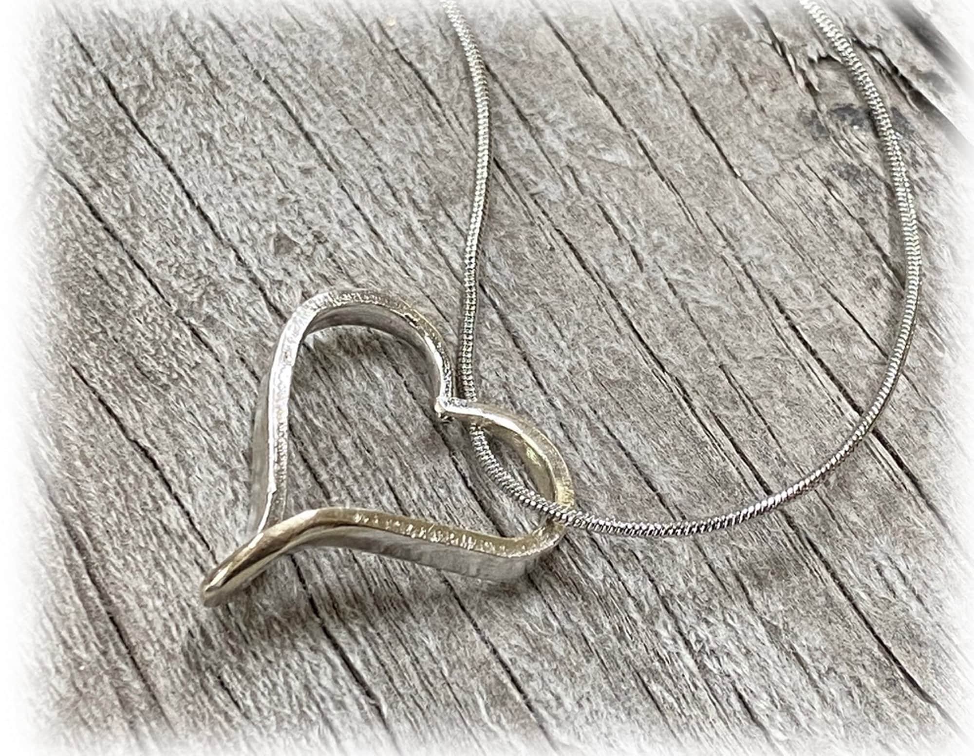 Twisted Fork Tine Heart Pendant: Upcycled Silverware Jewelry