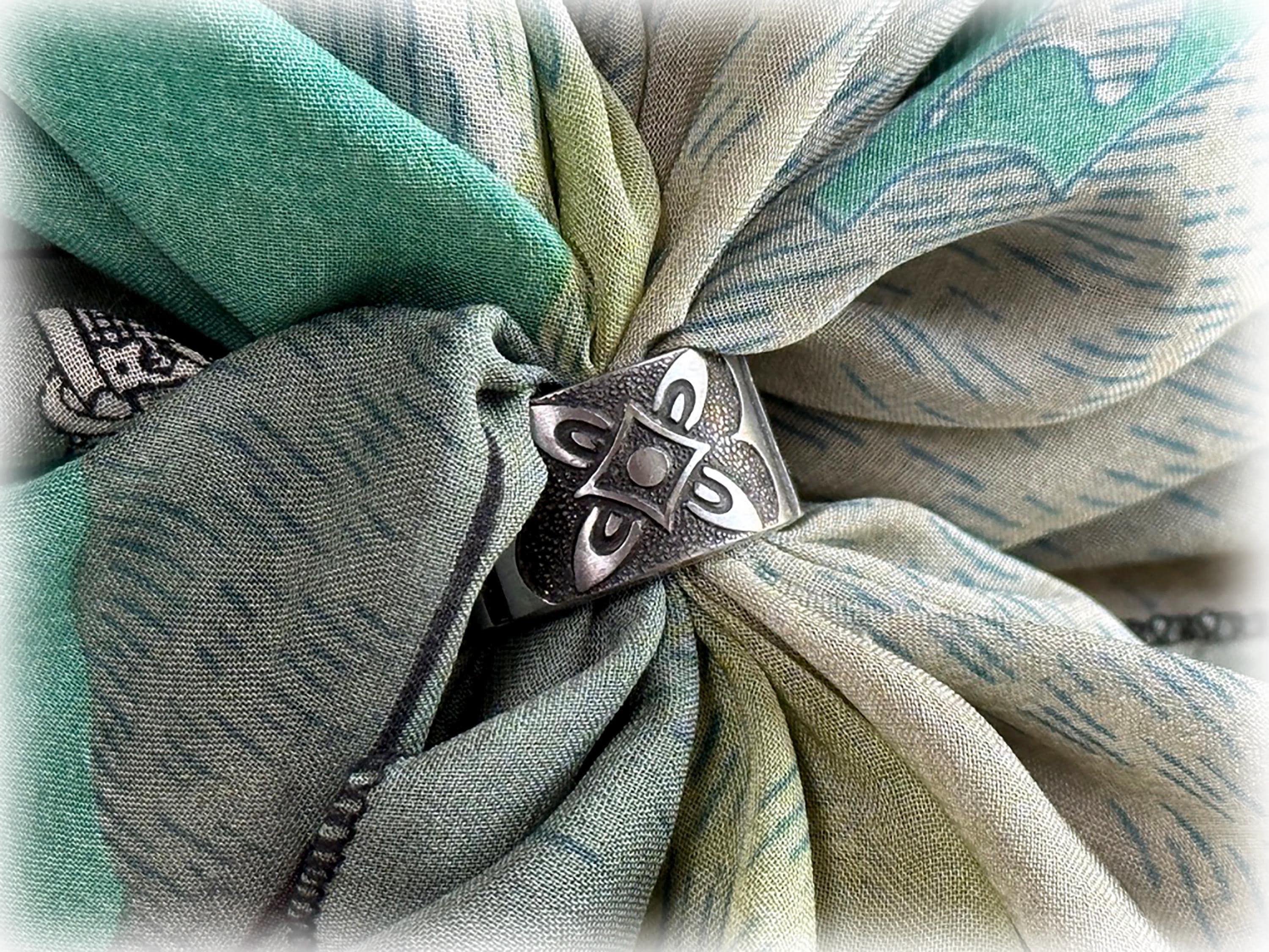Stainless MCM Scarf Slide Bandana Ring: Upcycled Stainless Steel Ekco Montalo Atomic Look