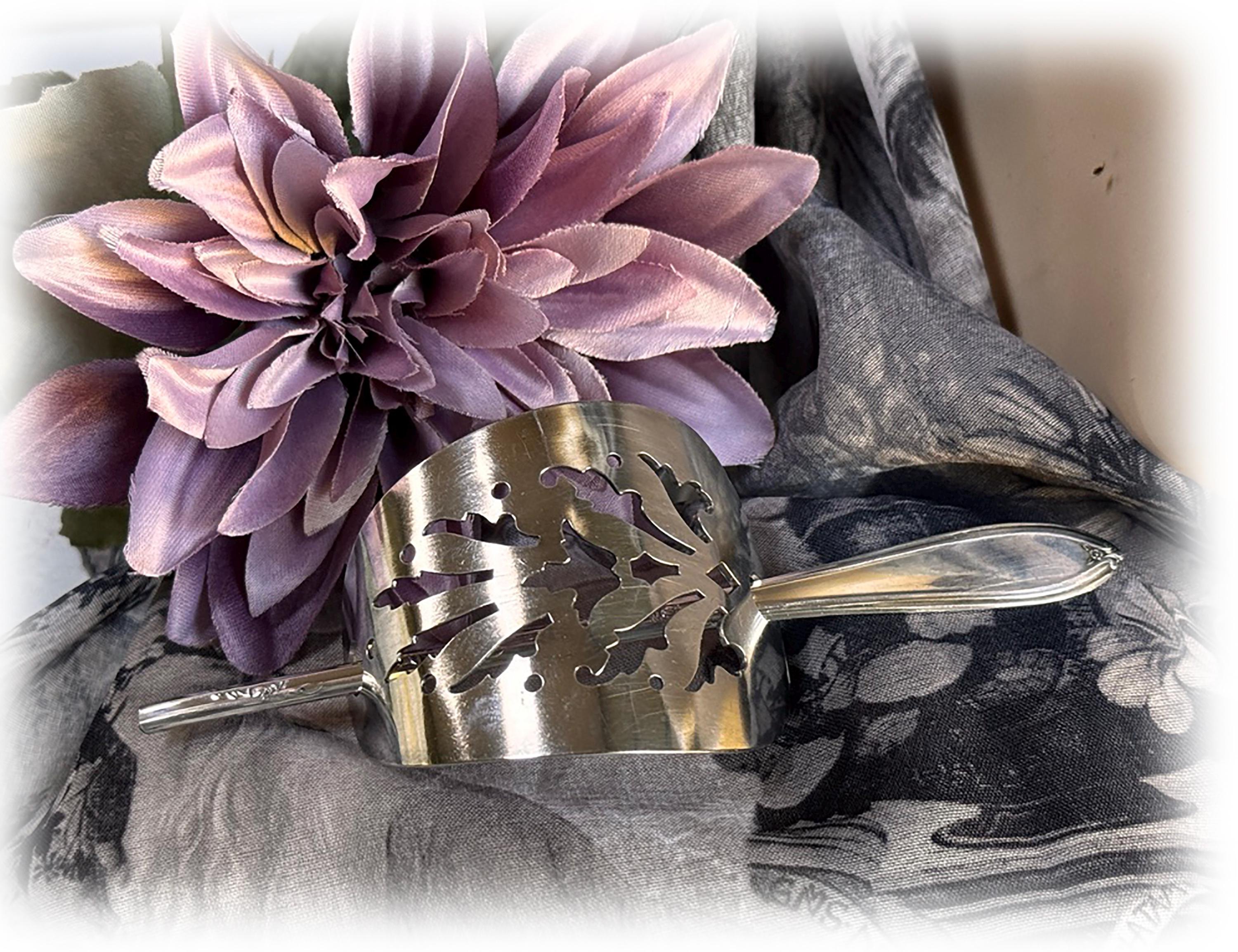 Hair Stick Barrette Ponytail Cover made from Vintage Silver Plate Pie Server