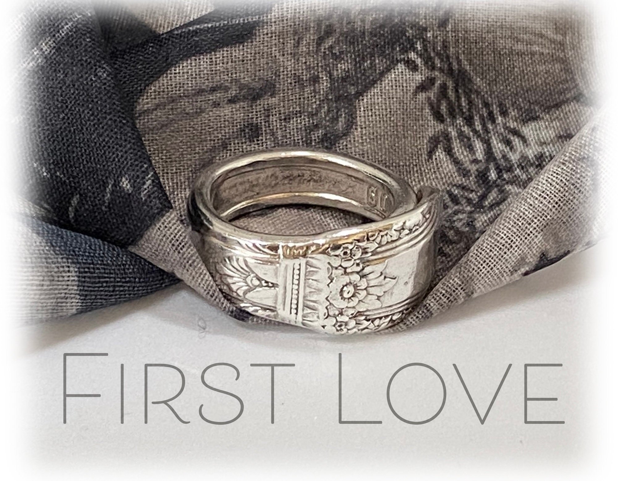 First Love Silver Plate Spoon Ring: Upcycled Art Deco Jewelry