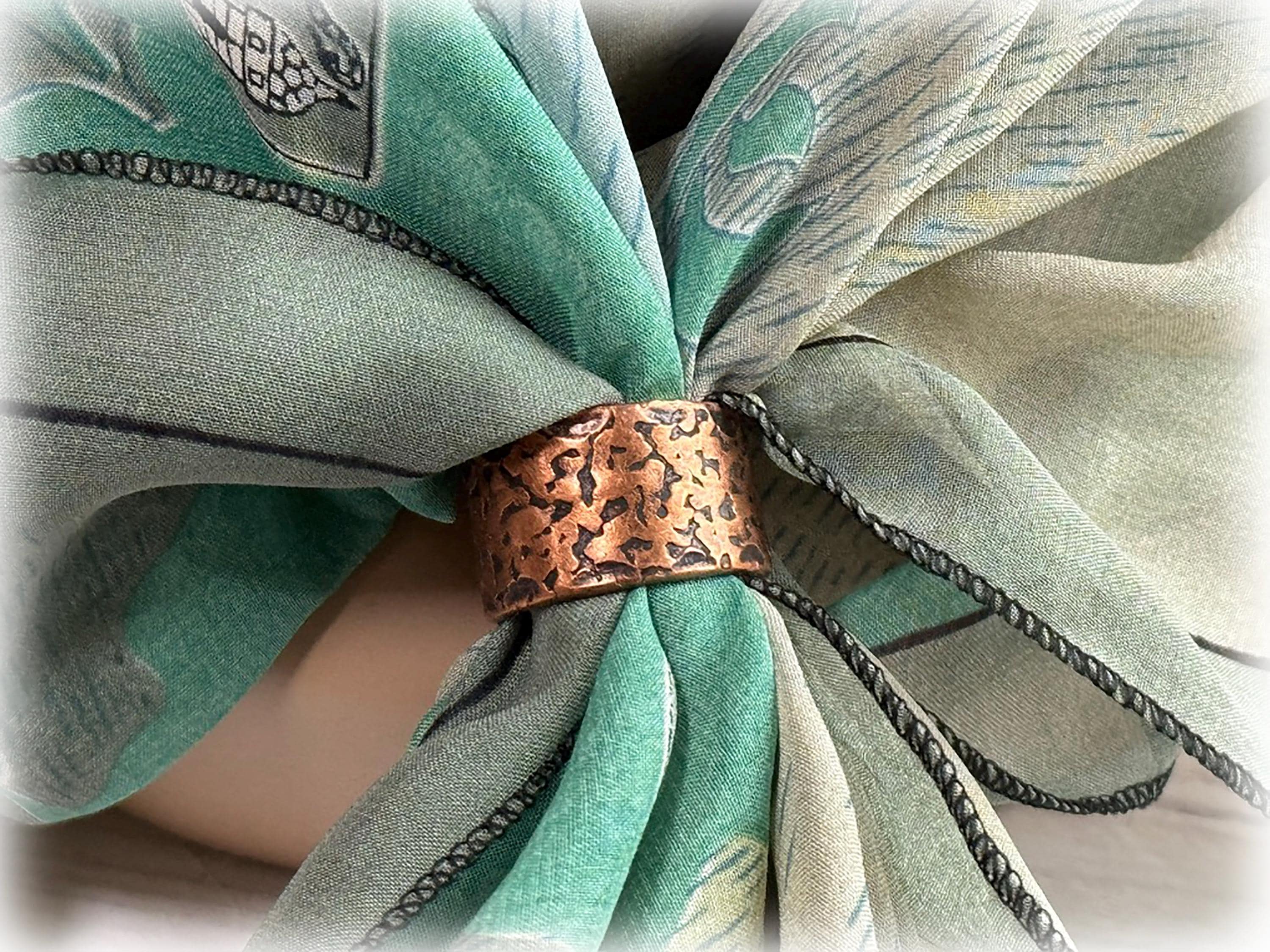 Hammered Copper Stainless Scarf Slide Bandana Ring: Upcycled MCM Hardware