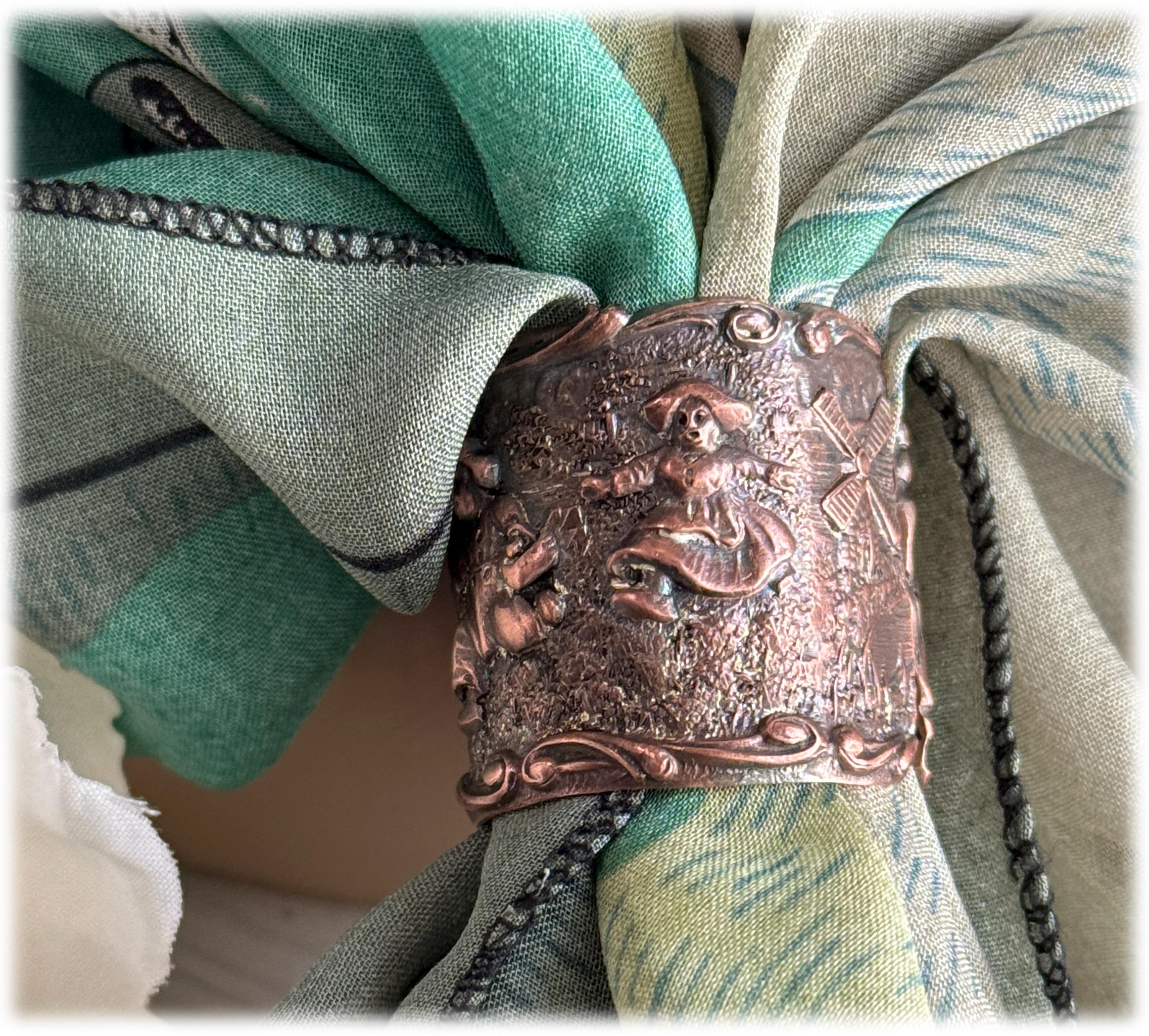 Copper Bandana Slide Scarf Ring: Upcycled Dutch Theme Metal Band Netherlands